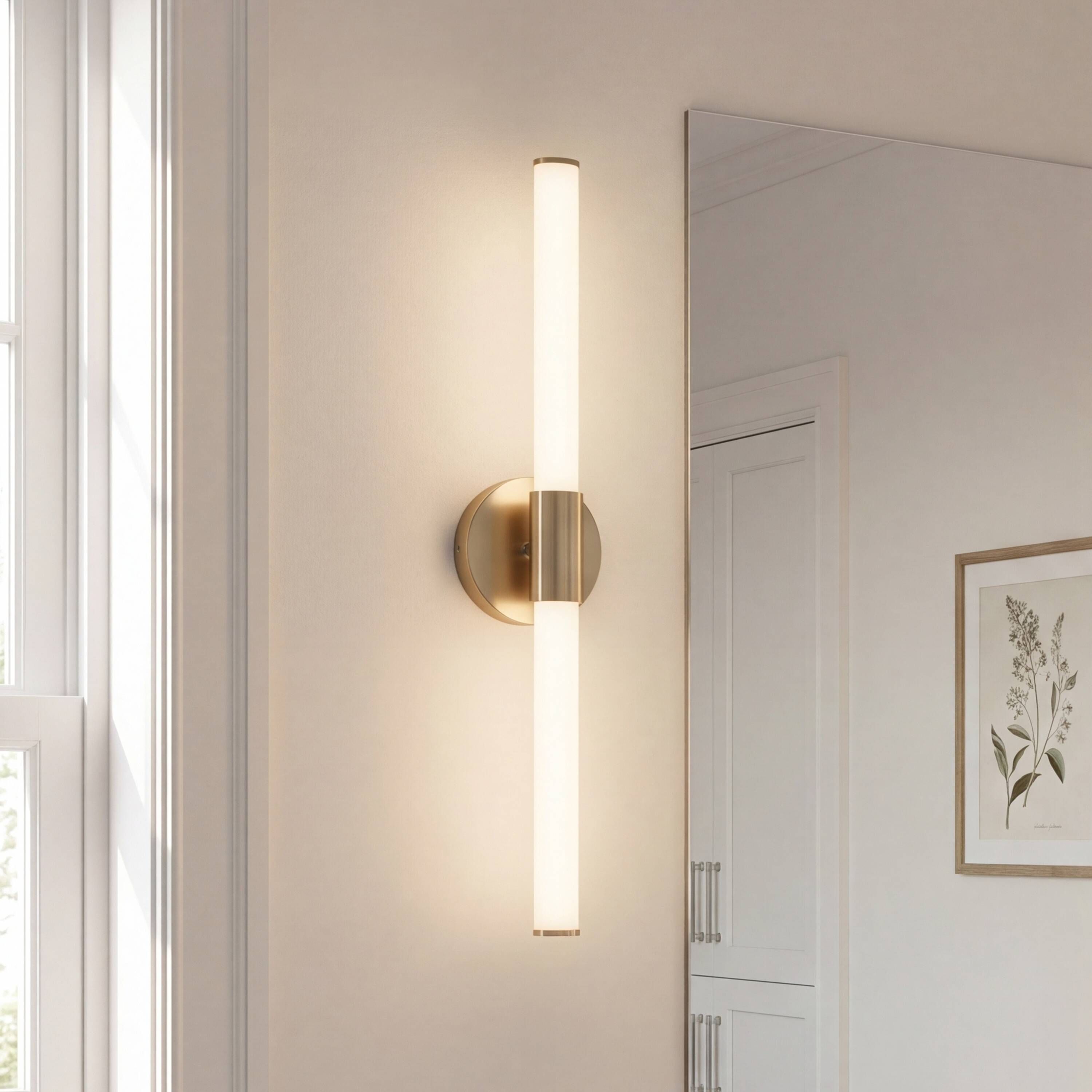 Savoy House Connor 30" Mini Tube LED Cylinder Vanity Light in Brass