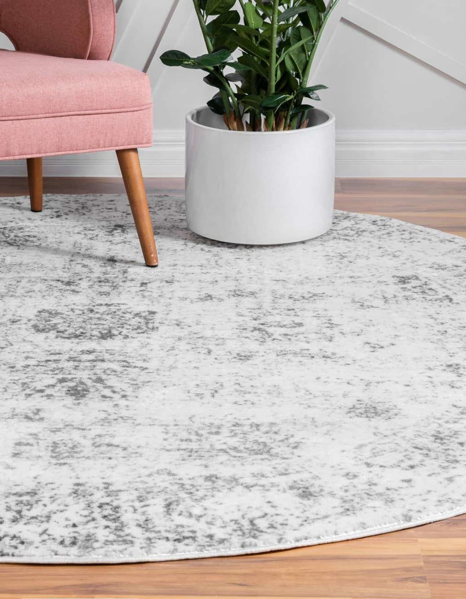 Unique Loom 3147006 Sofia 5 x 5 (ft) Loomed Polypropylene Gray Round Indoor Floral Area rug