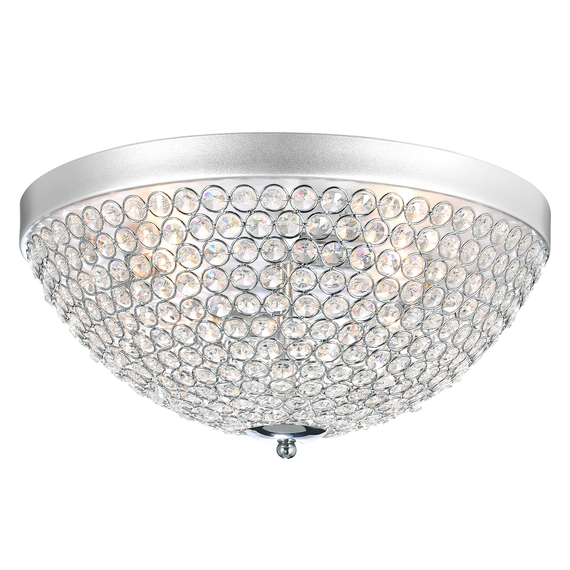 Chrome Crystal Bowl 4-Light Flush Mount Chandelier