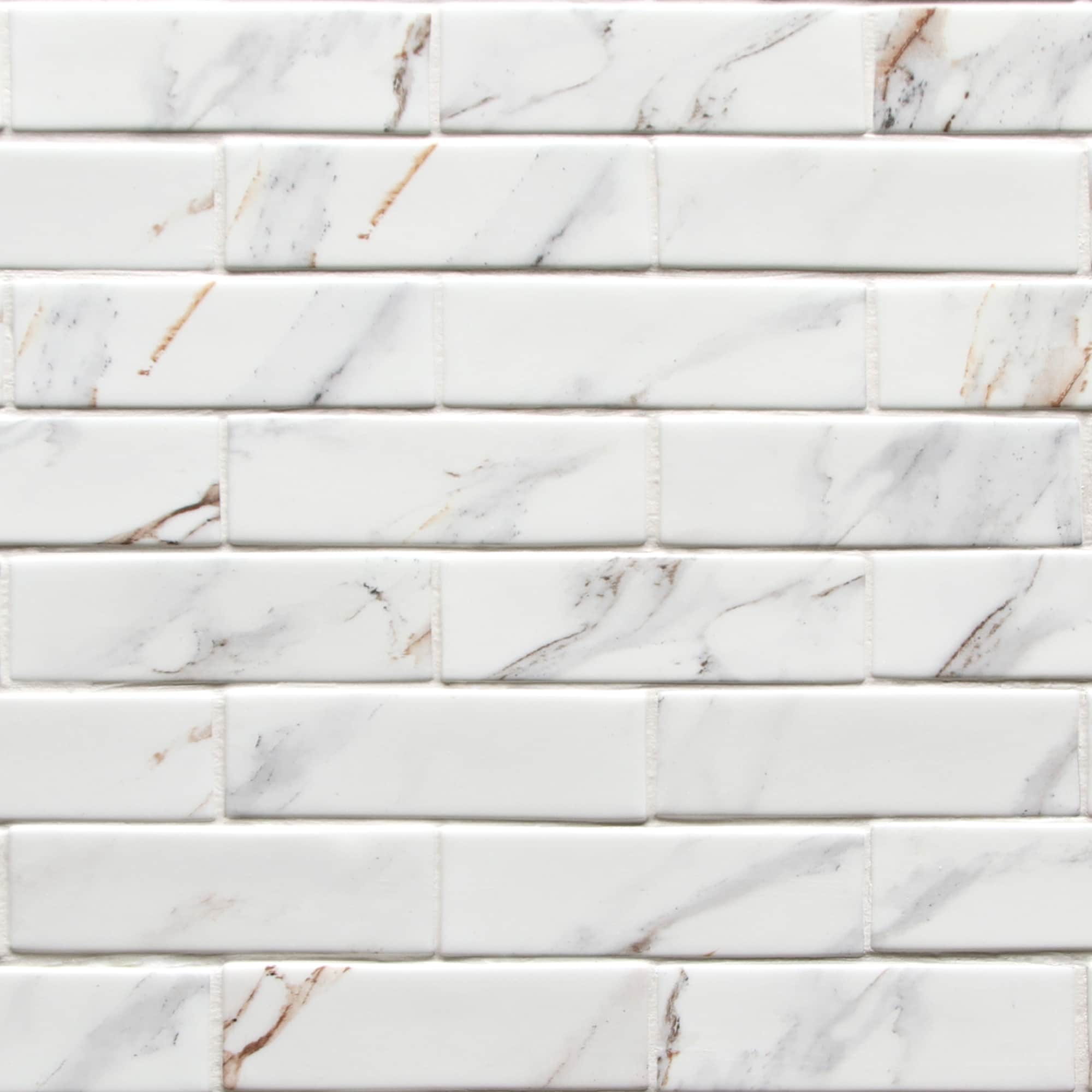 SUNWINGS SUB-CAG-10 Calacatta Gold 11-in x 12-in Matte Recycled Glass Subway Mosaic Floor and Wall Tile (9-sq. ft/ Carton)
