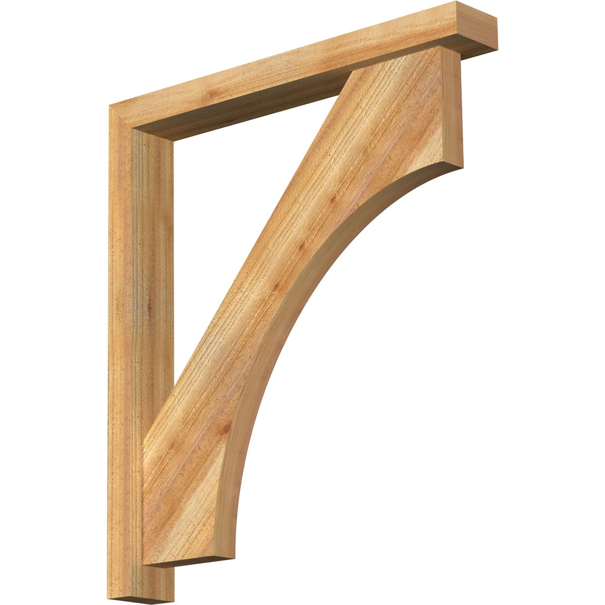 Ekena Millwork 1464330 Westlake Block Rough Sawn Bracket with Offset Brace 4-in x 28-in x 32-in Western red cedar Brown Wood Standard bracket