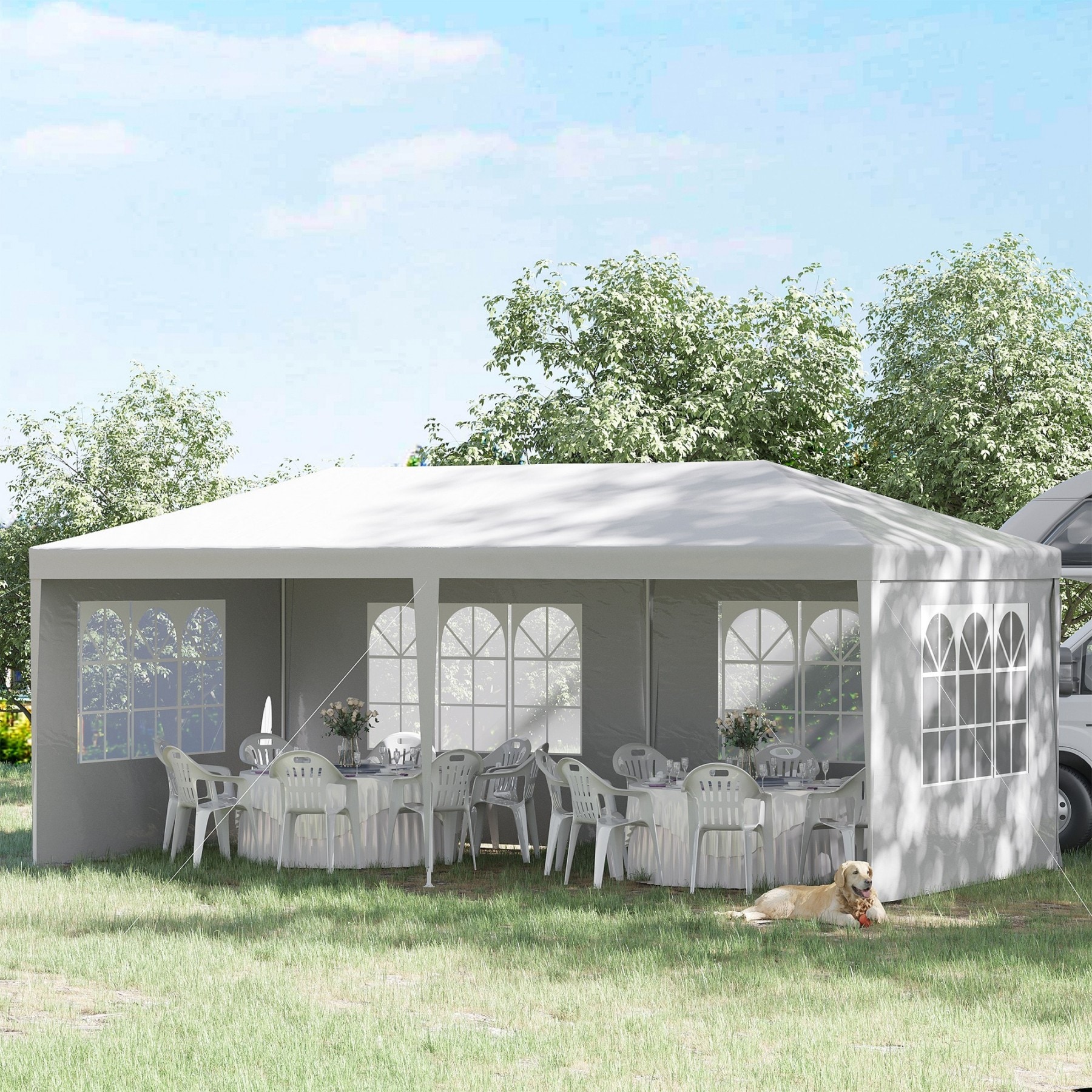 ToolCat BZ2-42-PW 20-ft x 10-ft White Gazebo with Soft Top Roof