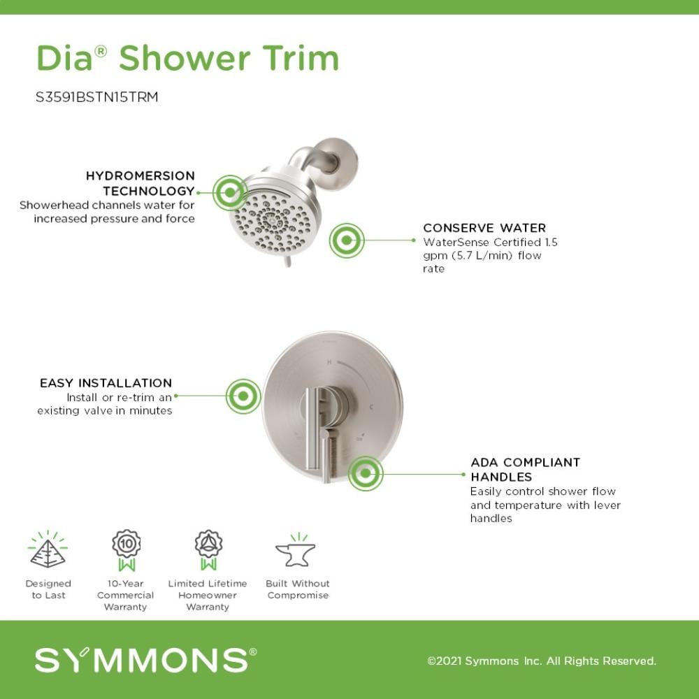 Symmons S3591BSTN15TRM Tub-Shower-Faucets - View #3