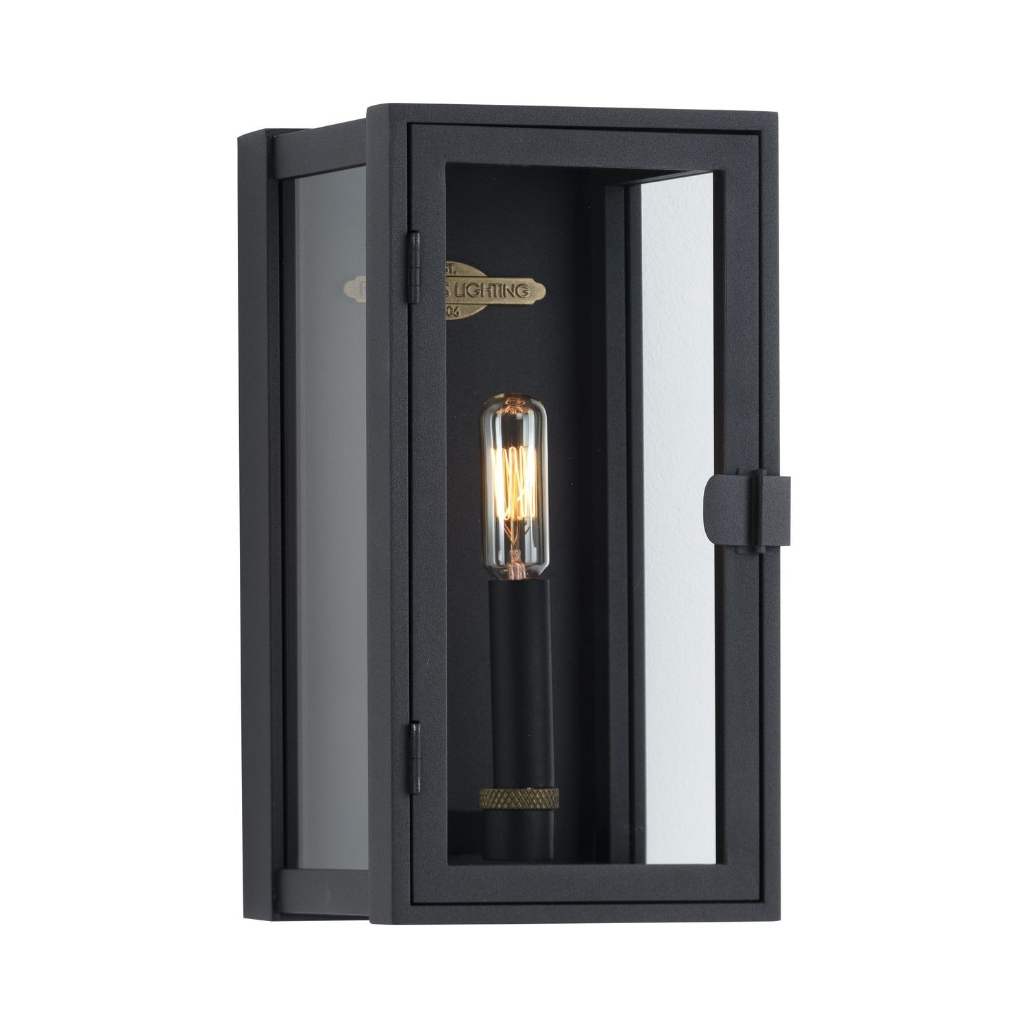 Textured Black and Bronze Outdoor Wall Lantern with Clear Glass