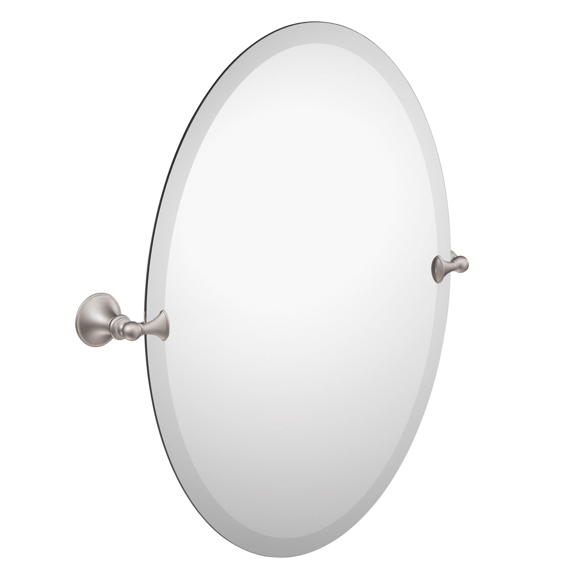 Moen DN2692BN Glenshire 22.81-in x 26-in Brushed Nickel Oval Frameless Tilting Bathroom Vanity Mirror