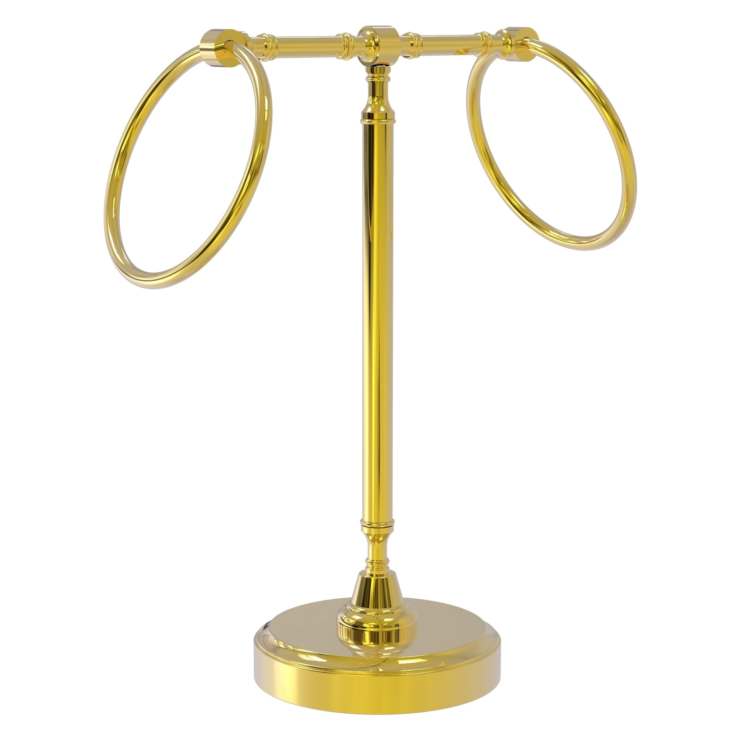 Allied Brass RWM-3-PB Retro Wave Polished Brass Freestanding countertop Double Towel Ring