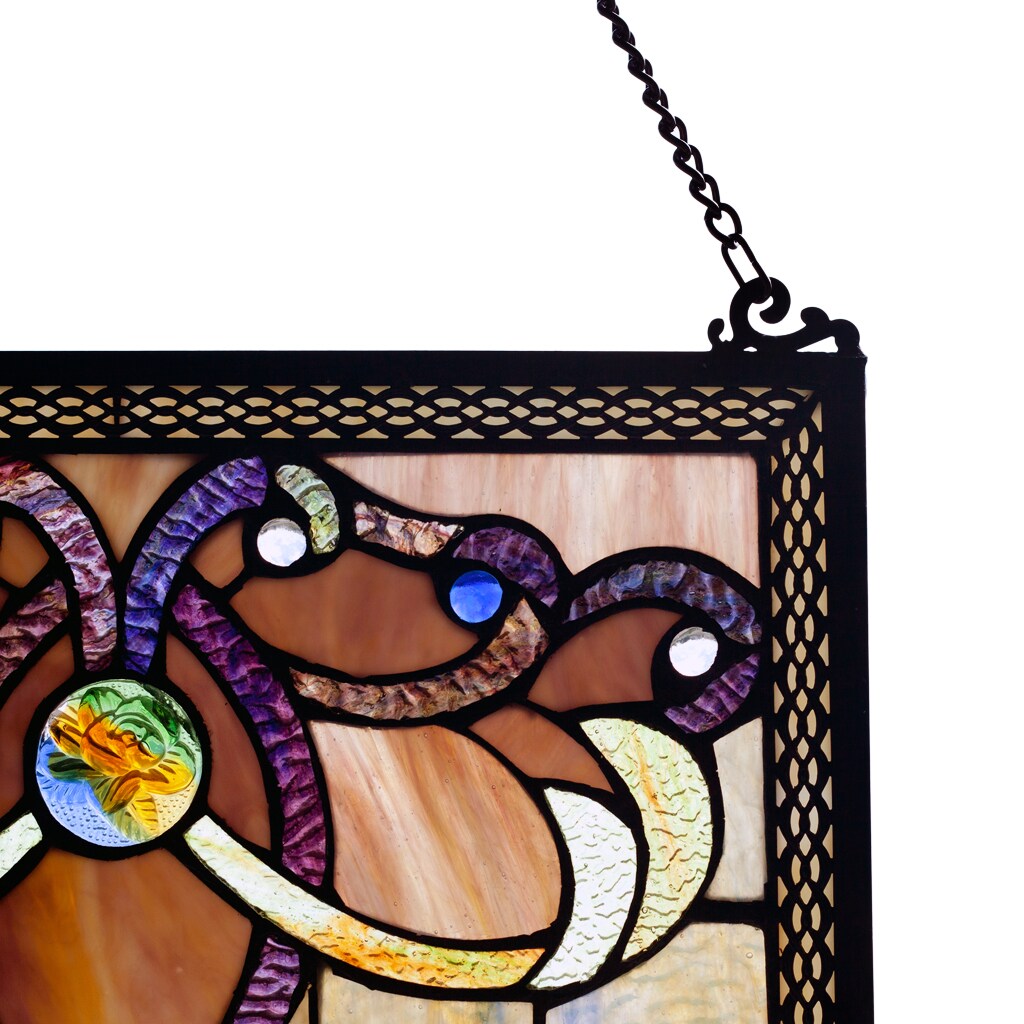 River of Goods 26-in H x 15-in W Amber, Purple, Red Stained Glass