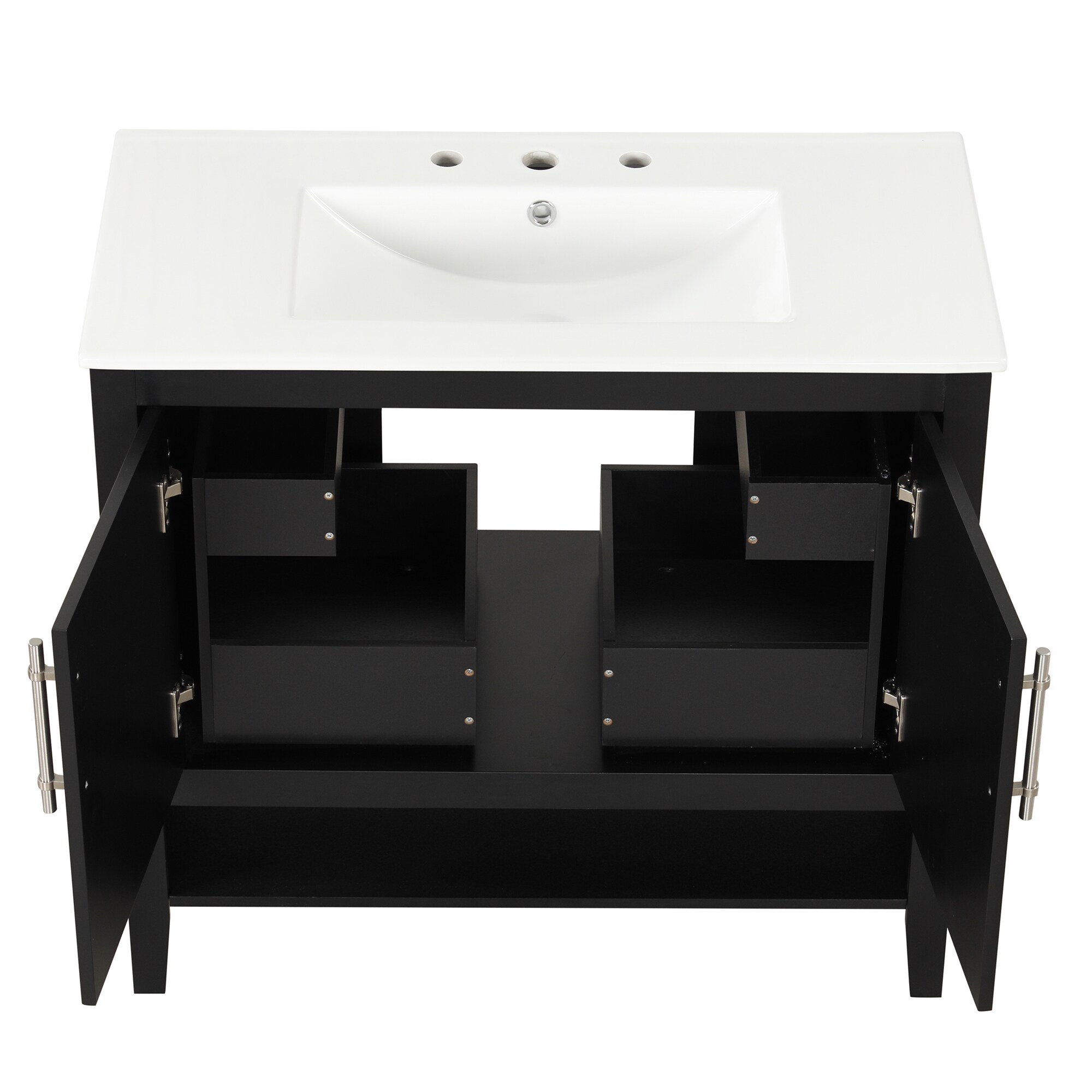 WELLFOR 36-in Black Undermount Single Sink Bathroom Vanity WELLFOR 36-in Black Undermount Single Sink Bathroom Vanity