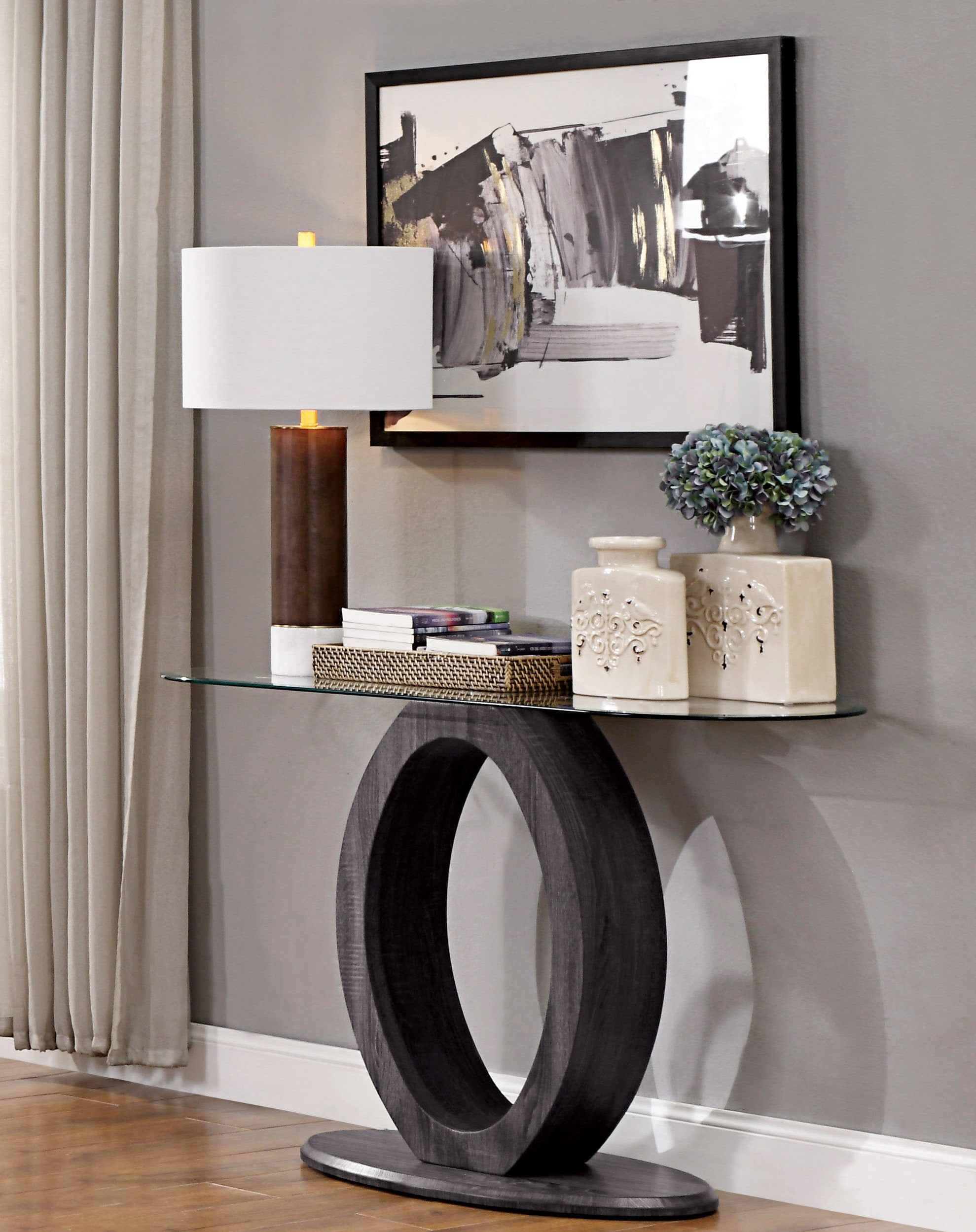 Furniture of America IDF-4825GY-S Merrimack Modern Clear Sofa table