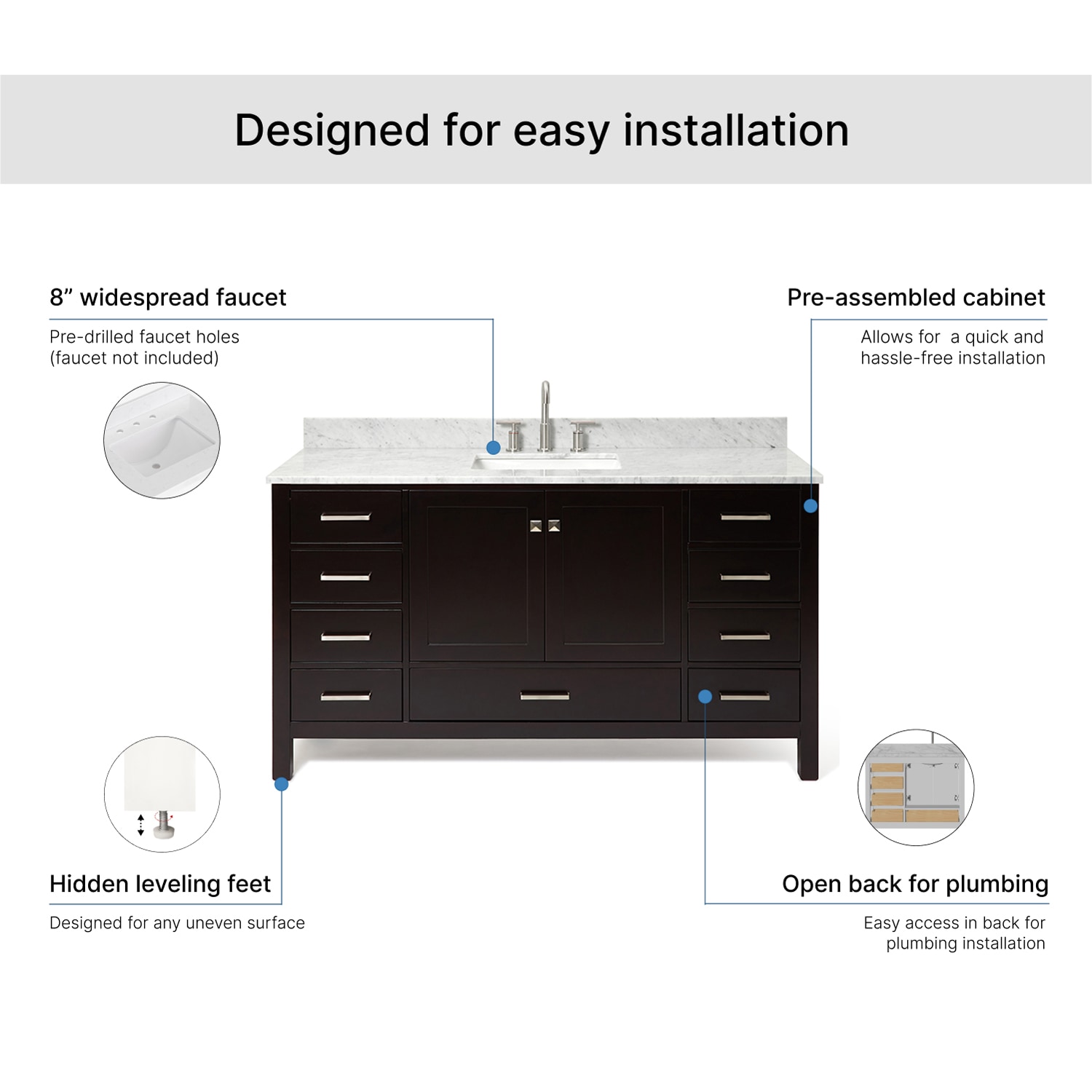 ARIEL A061SCW2RVOESP Bath-Vanity-Combo - View #7