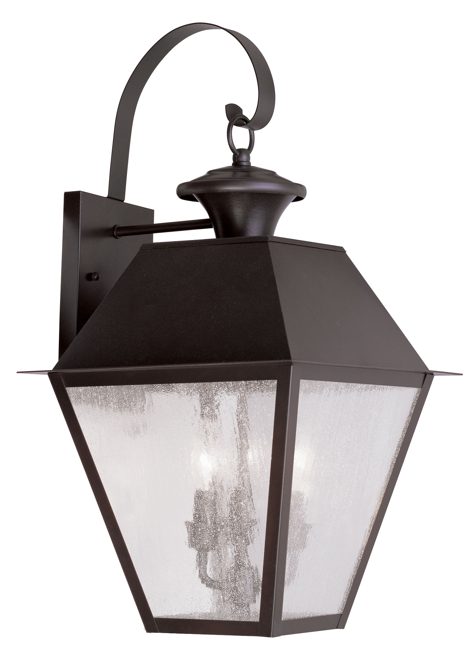 Bronze Seeded Glass 3-Light Outdoor Wall Lantern
