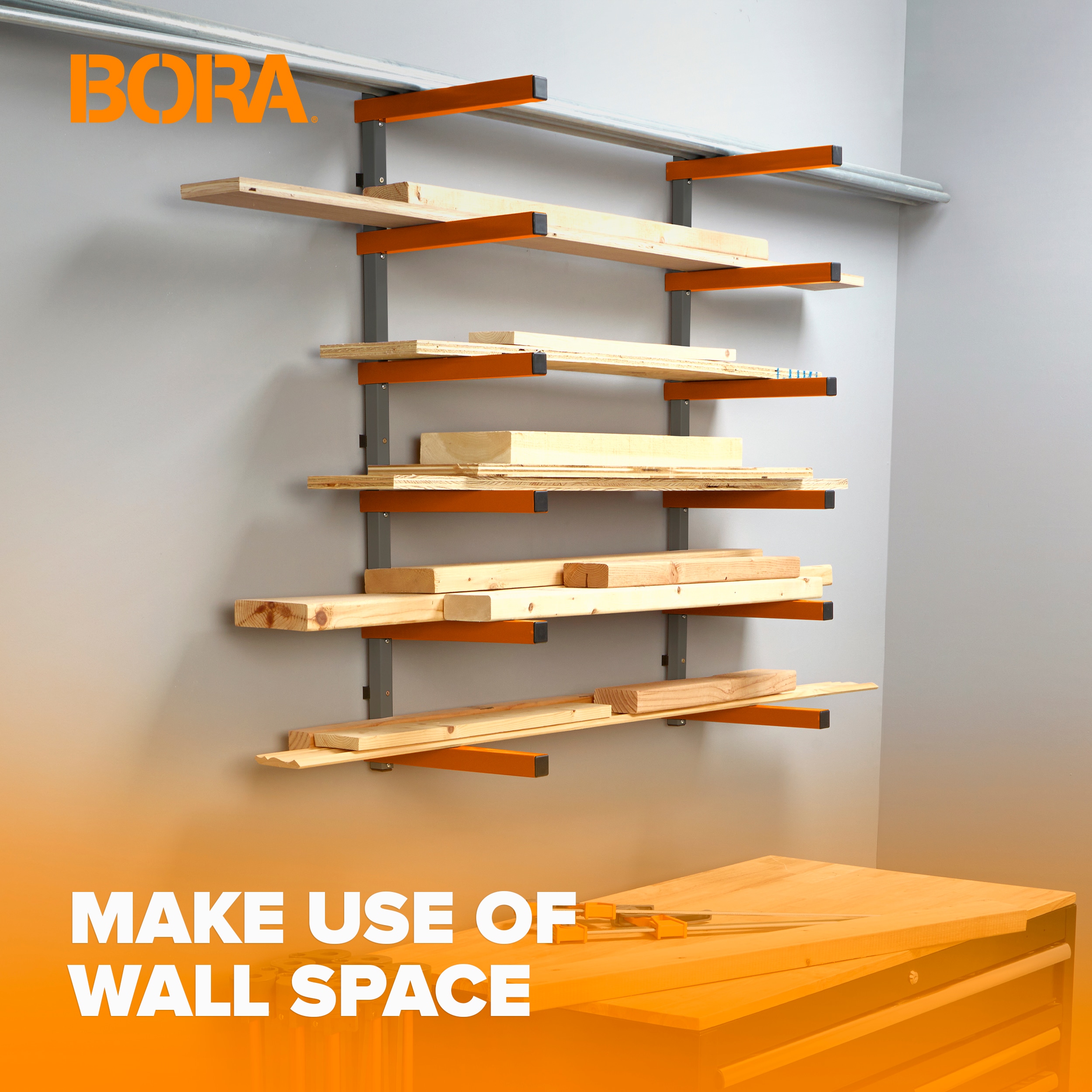 BORA 72-in W x 39.5-in H Steel Orange Garage Storage System PBR