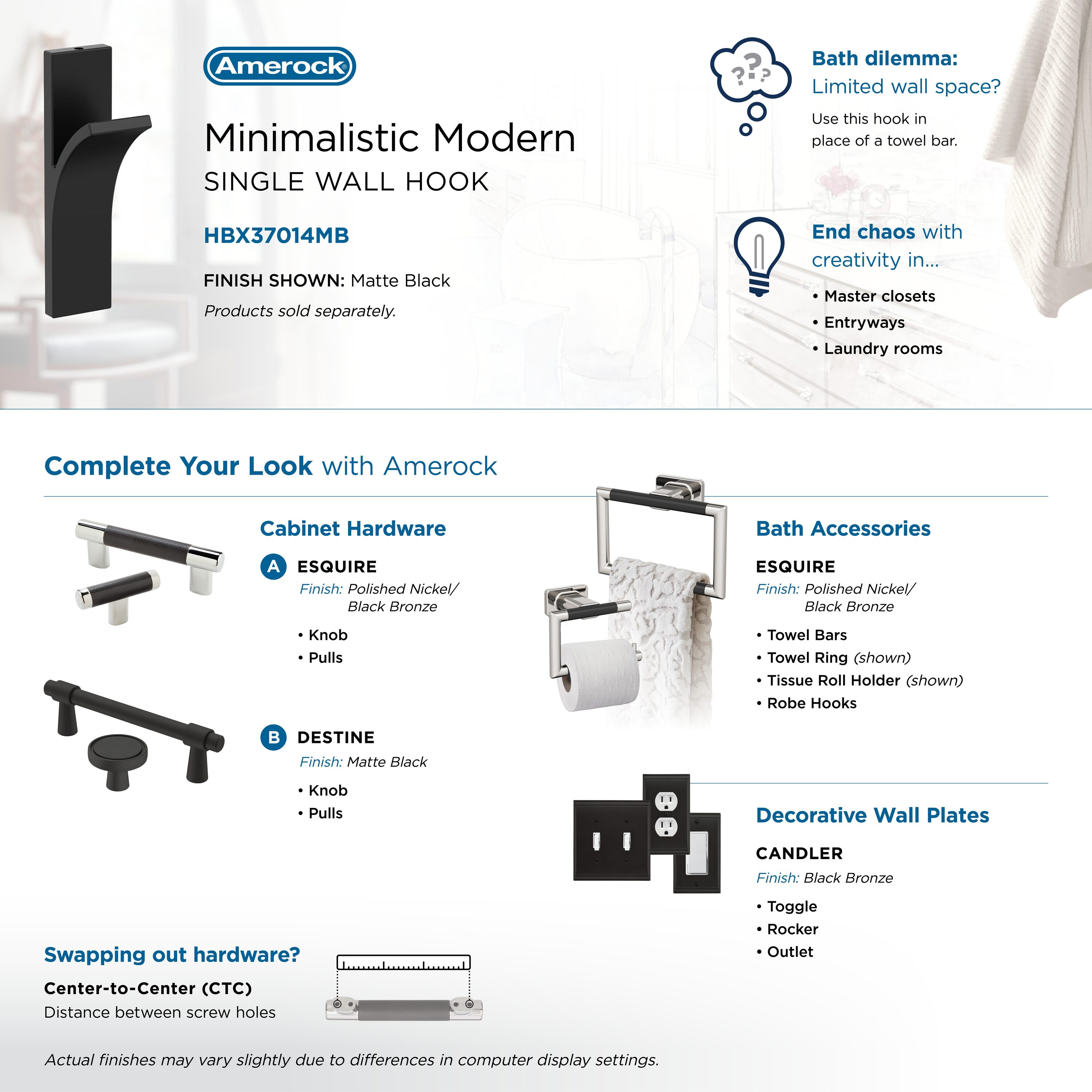 Amerock HBX37014MB Decorative-Wall-Hooks - View #6