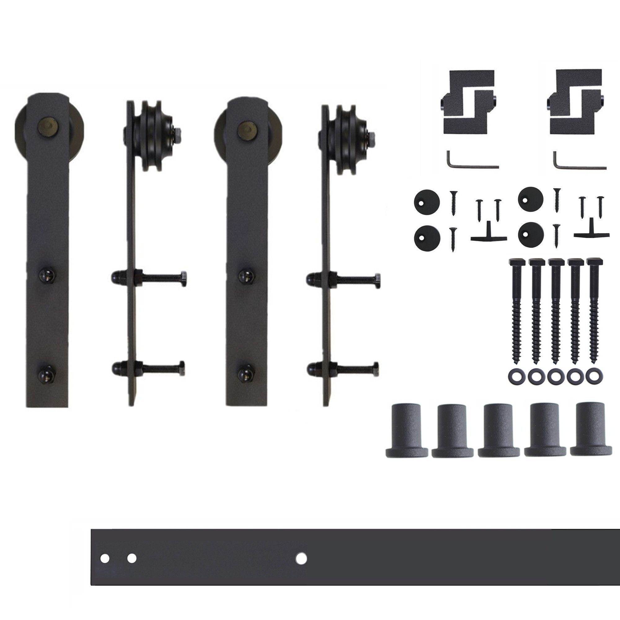 HOMACER 192-in Rustic Black Indoor Spoke Wheel Double Barn Door Hardware Kit HL2TGH192C Sansujyuku sansujyuku.com