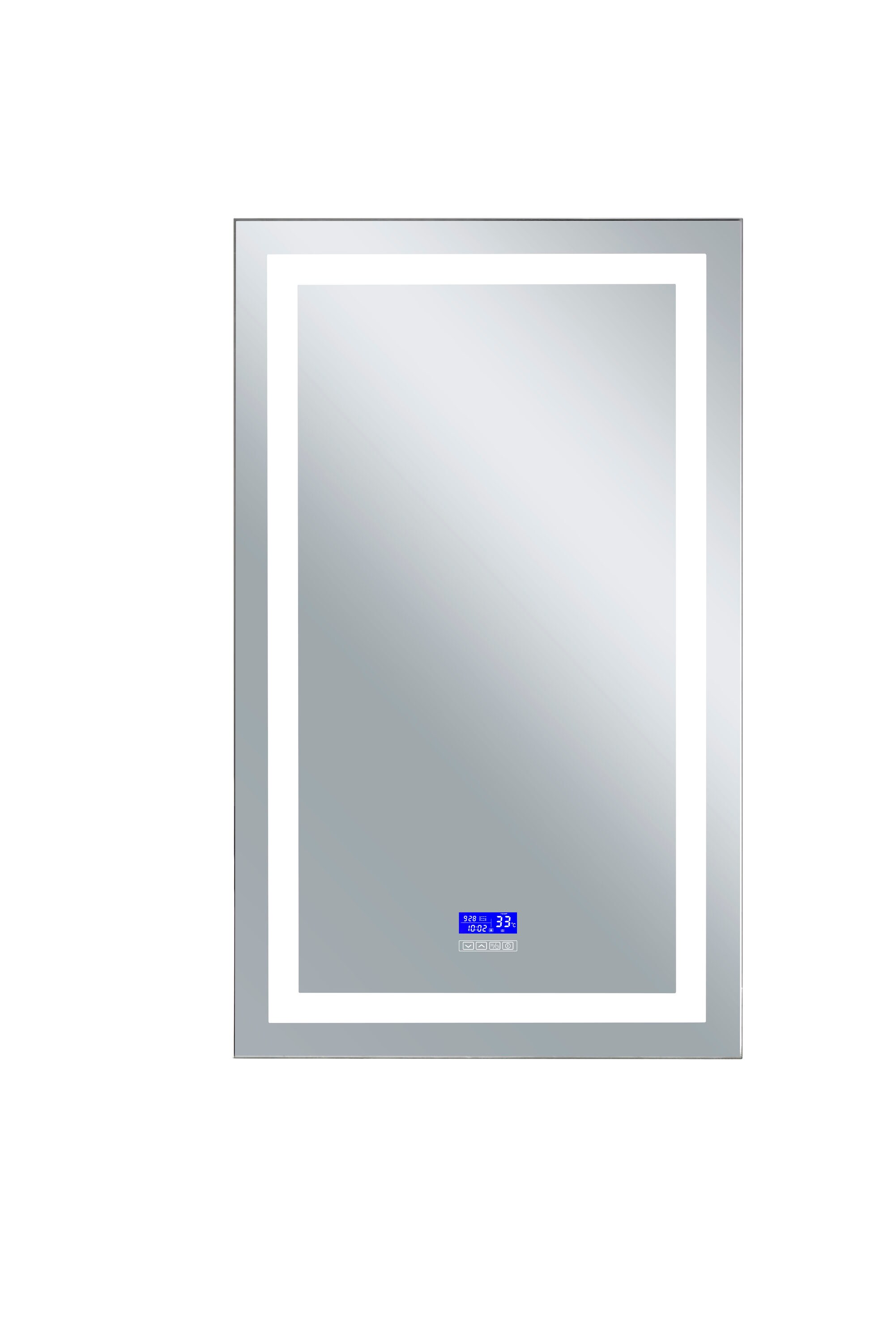 CWI Lighting 1232W30-49-B-6000K Abril 30-in W x 49-in H Matte White and Silver V-groove Frameless Full Length Lighted Vanity Mirror