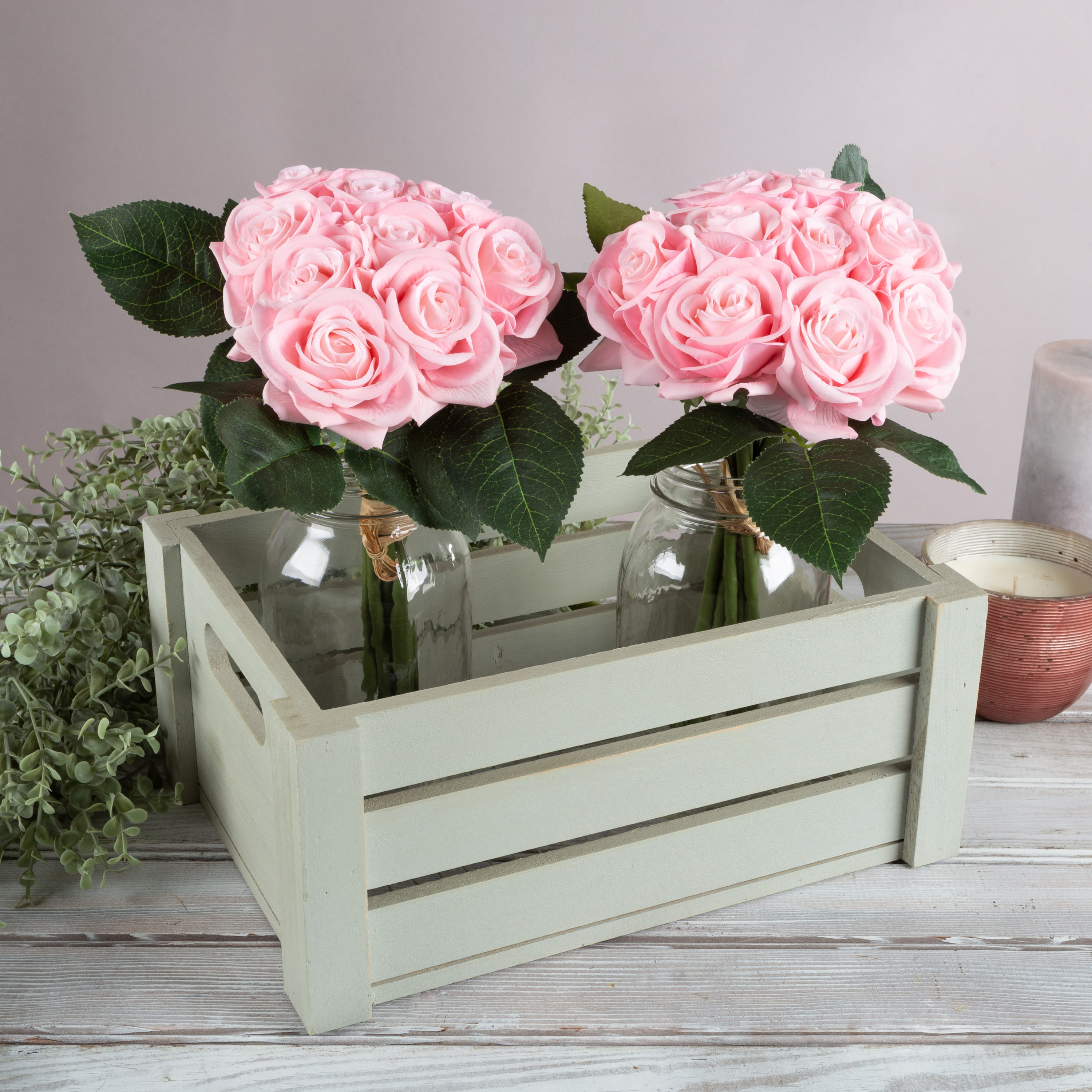 Nature Spring 320843EJY 11.5-in Pink Indoor Desktop Rose Artificial flower