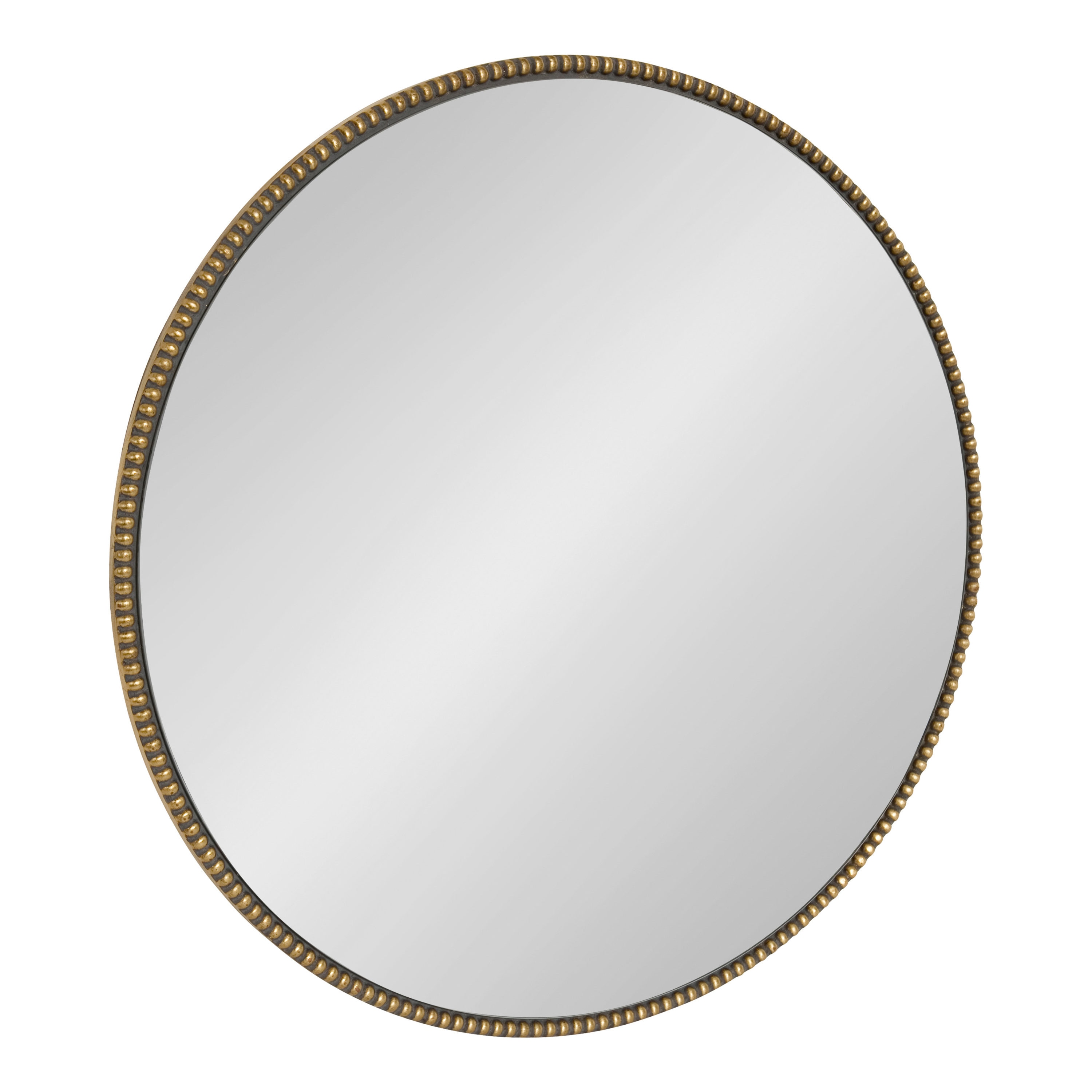 Gwendolyn Round Gold Beaded Wall Mirror, 23.6-Inch