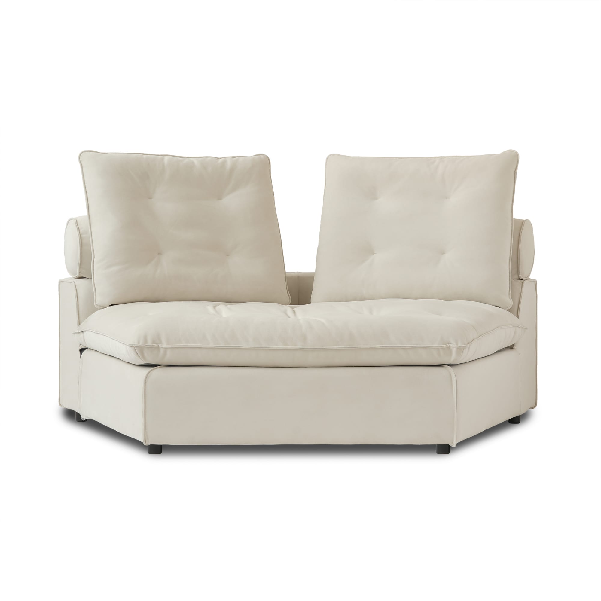 BuotiqHom DH-C4-136BE 45-in Modern Beige Velvet 2 -seater Sectional
