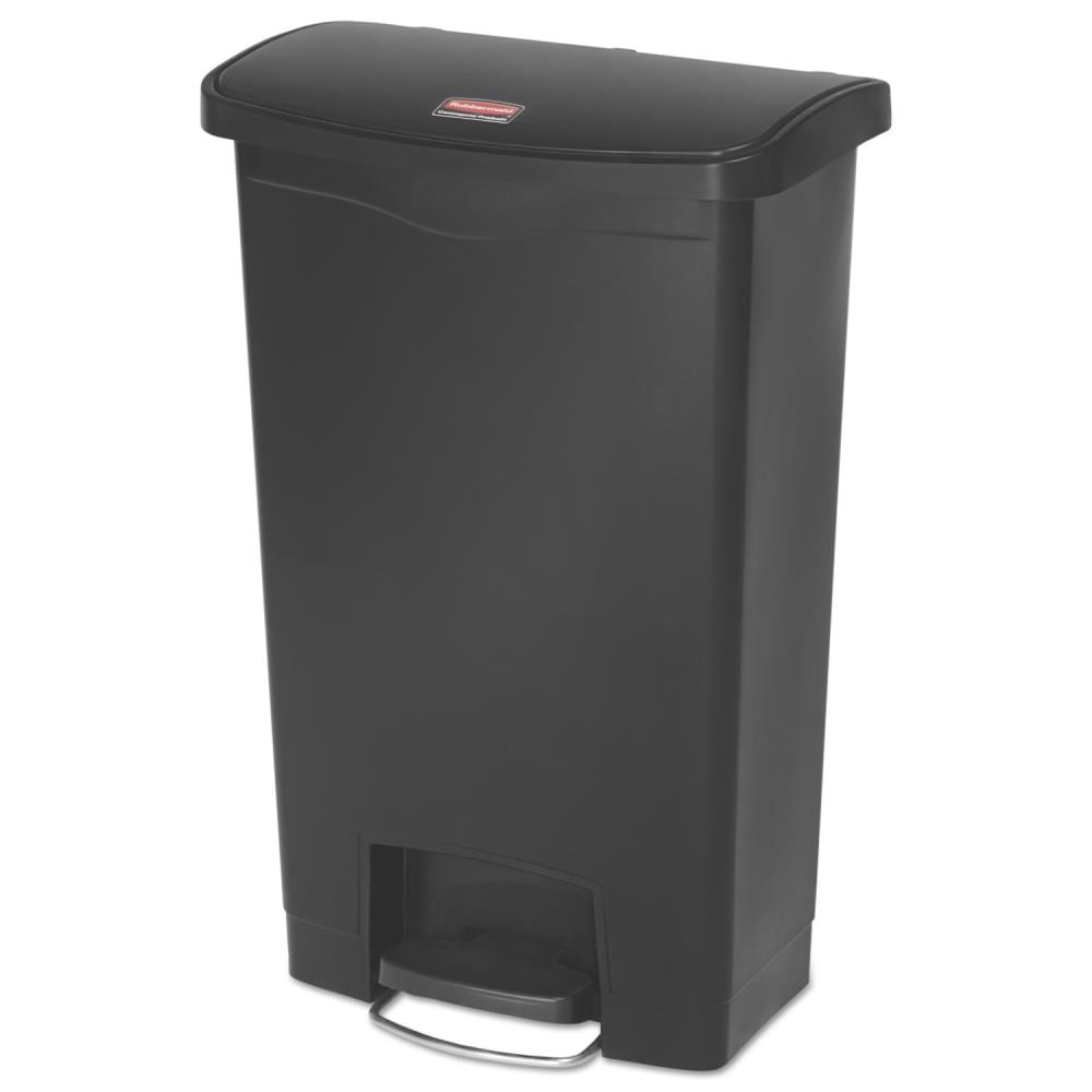 Rubbermaid 13-Gallons Black Plastic Kitchen Trash Can with Lid