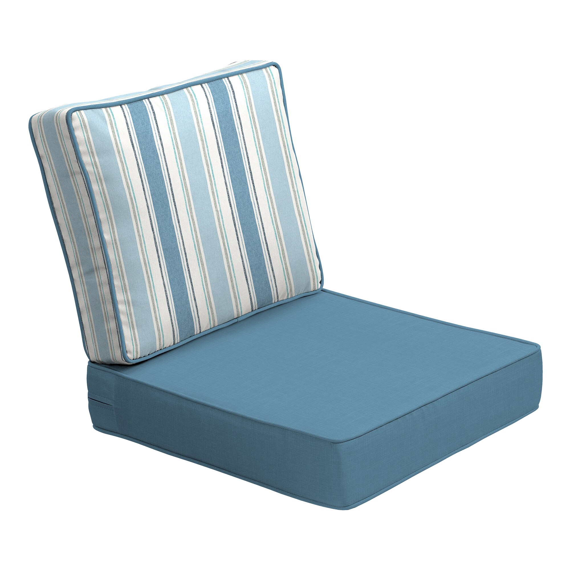 ARDEN ZP06F60A-DKZ1 ProFoam Performance 24-in x 24-in French Blue Linen Stripe Deep Seat Patio Chair Cushion