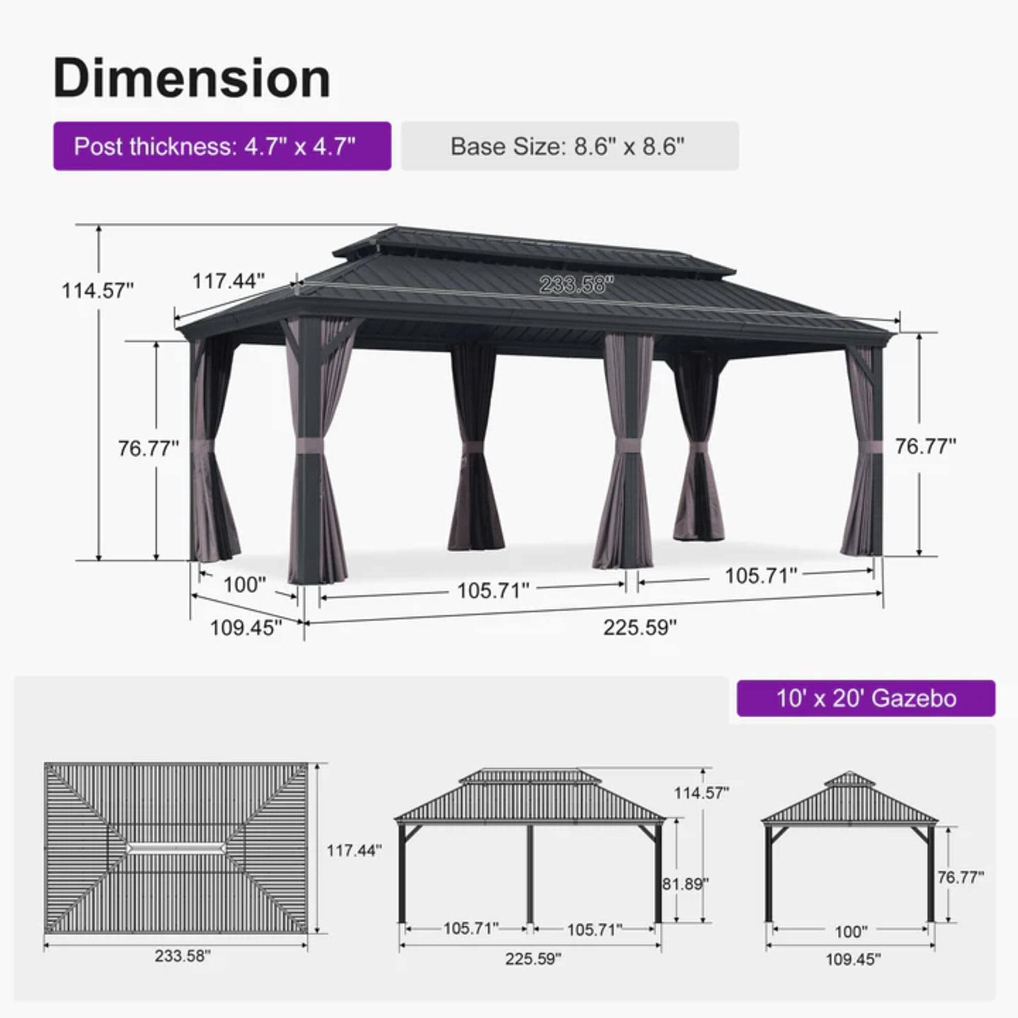 PURPLE LEAF LS04GHTG1020 Wood-Resin-Gazebos - View #15