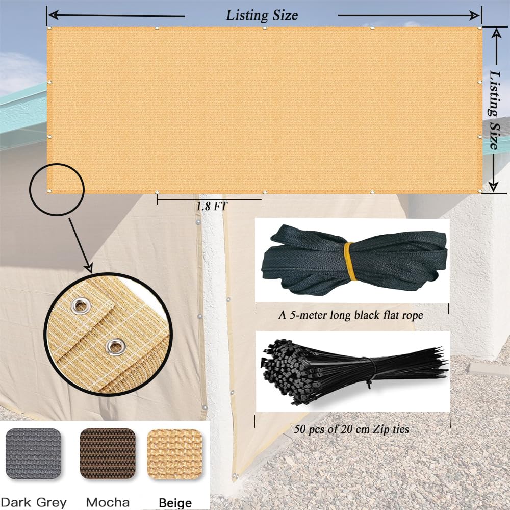 Oyezvary Shade Cloth 8x15 FT 90 Percent UV Block Outdoor Privacy Screen ...