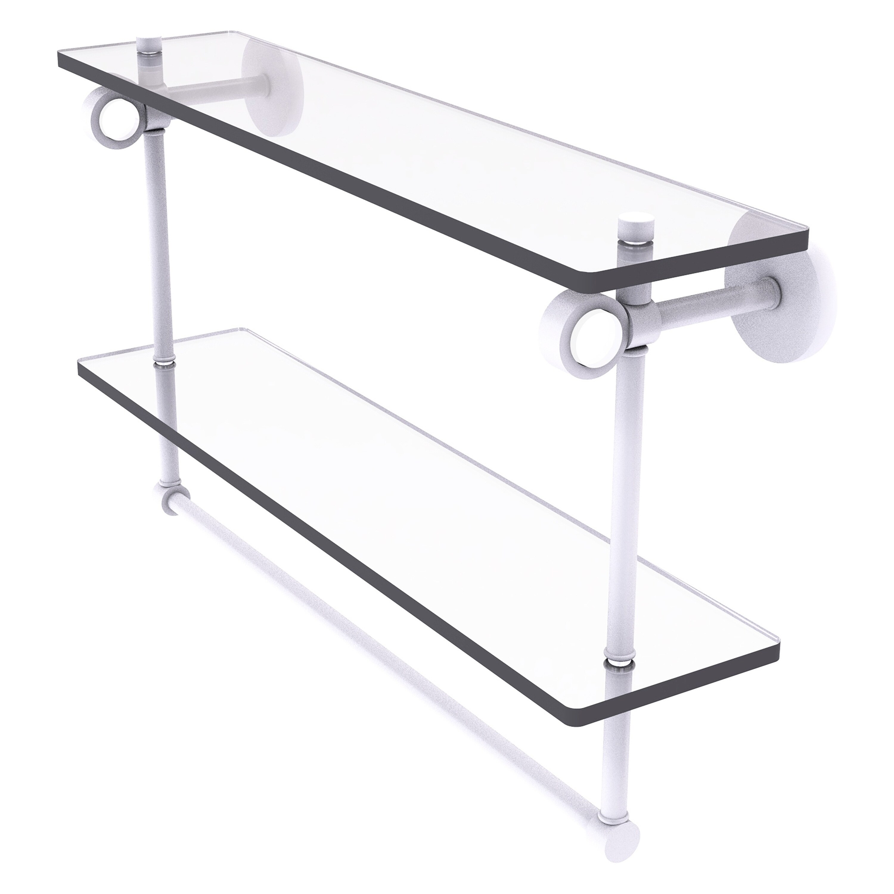 Allied Brass CV-2TB-22-WHM Clearview Matte White 2 -Tier Wall mount Bathroom Shelf ( 22-in x 12.8-in x 5-in )