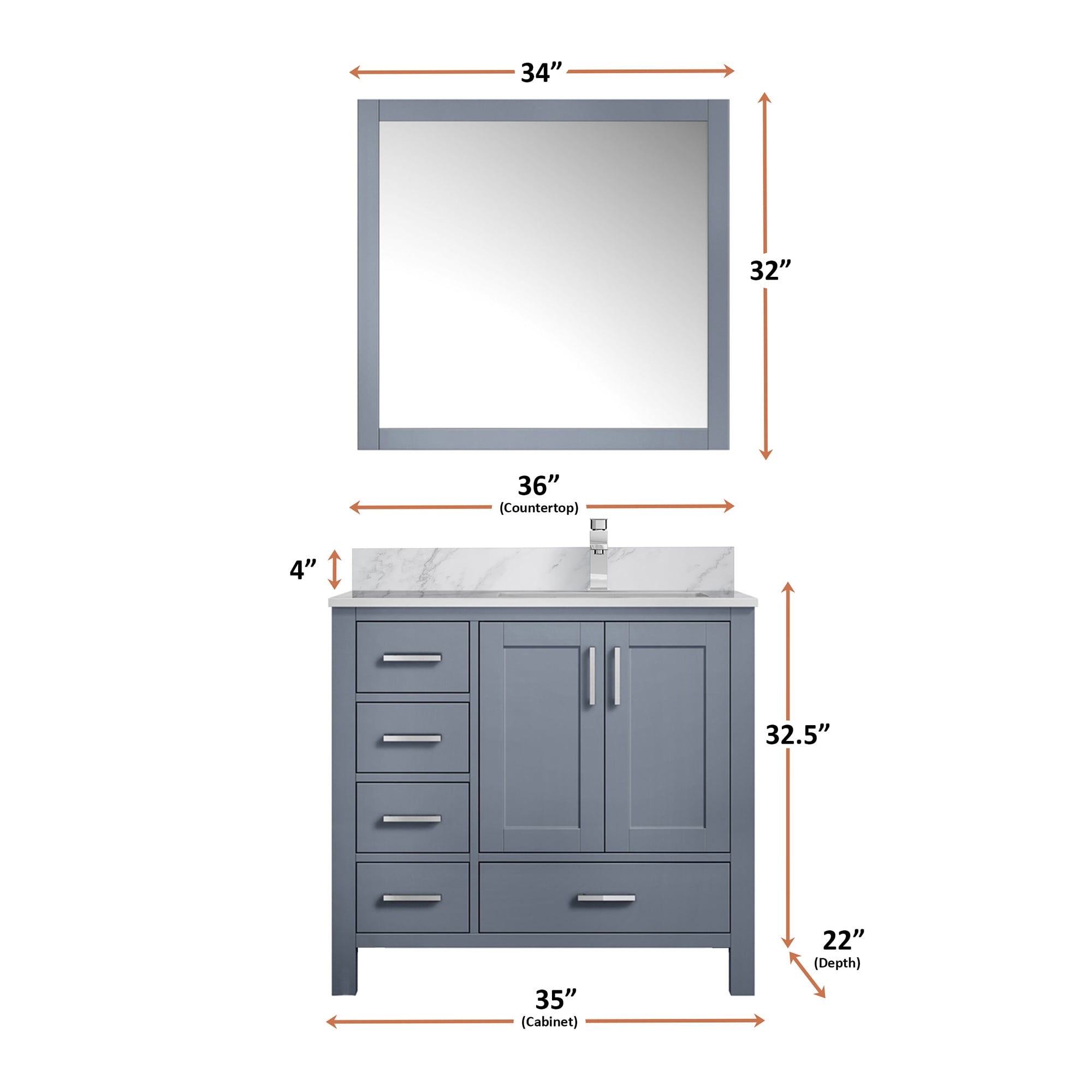 Lexora LJ342236SBDSM34FR Bath-Vanity-Combo - View #4