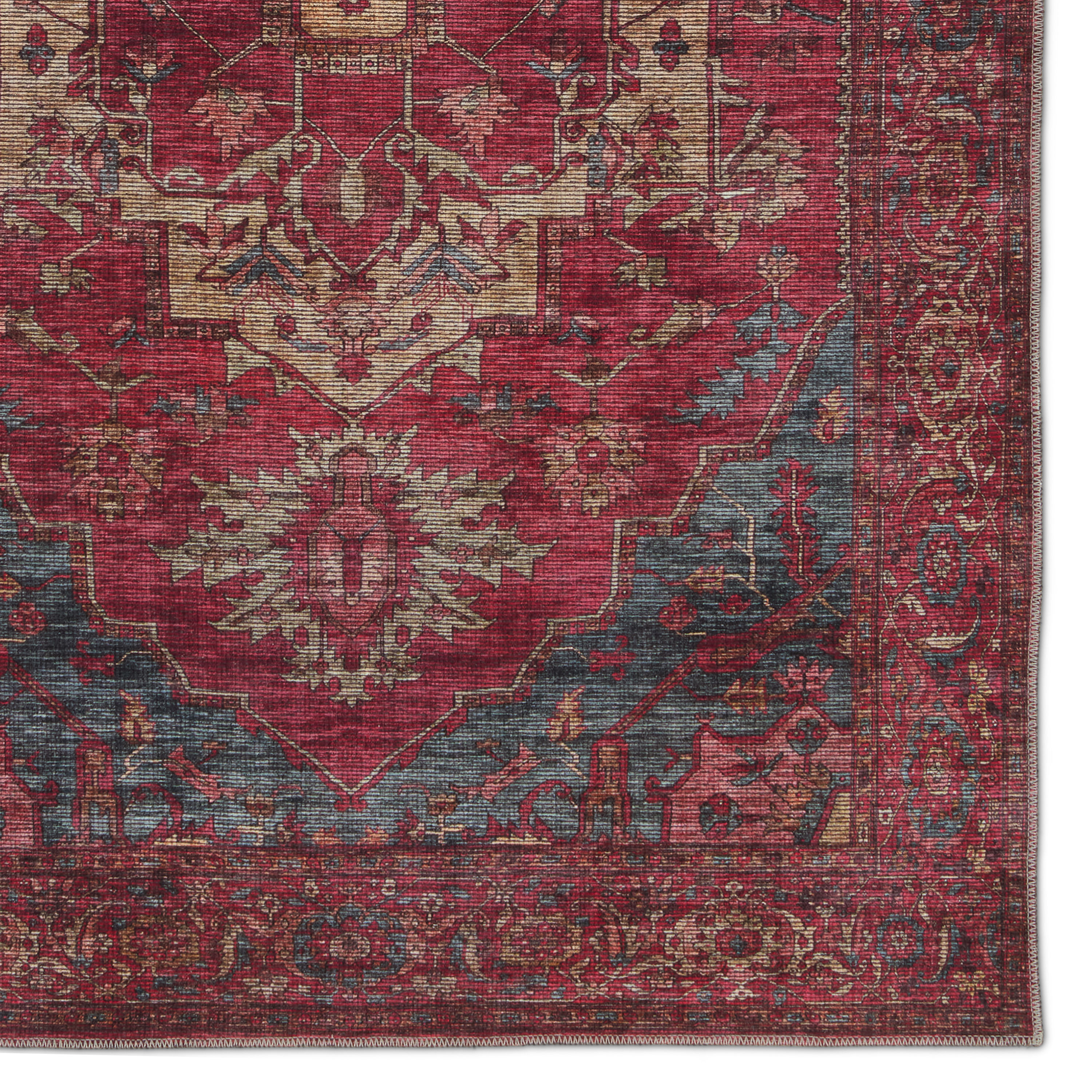 Gloria Vintage Medallion 7'10"x10' Red Cotton Blend Area Rug