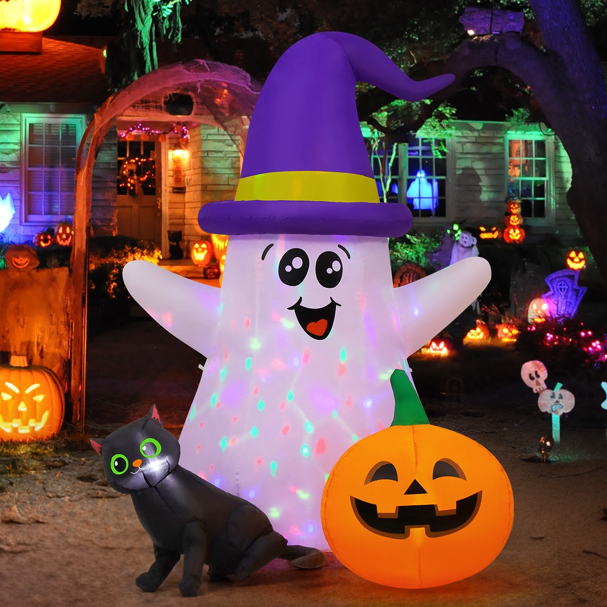 GOOSH DJ-WS-69470 5.1-ft Yard stake Lighted Ghost Inflatable
