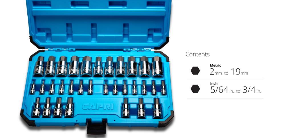 Capri Tools 32-Piece Set Drive Set Hex Bit Driver Socket Set in