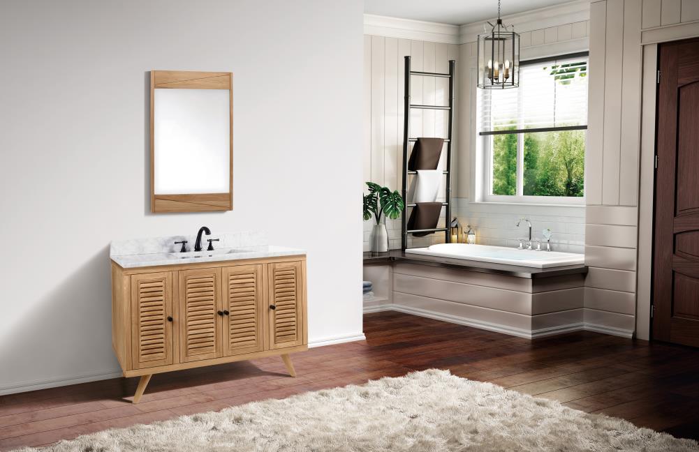 Avanity Harper 48-in Natural Teak Bathroom Vanity Base Cabinet Without ...