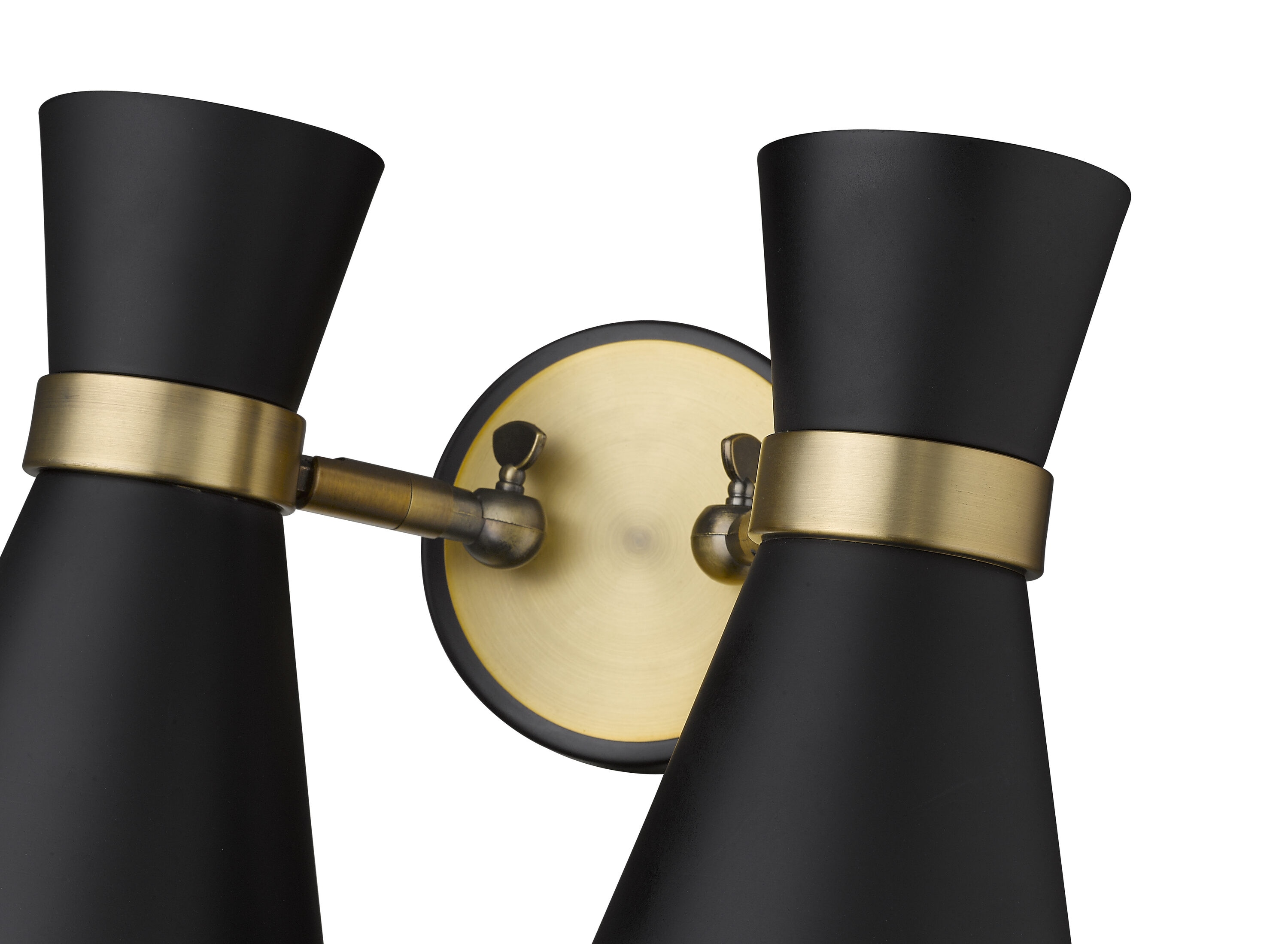 Soriano Matte Black and Brass Twin Light Wall Sconce