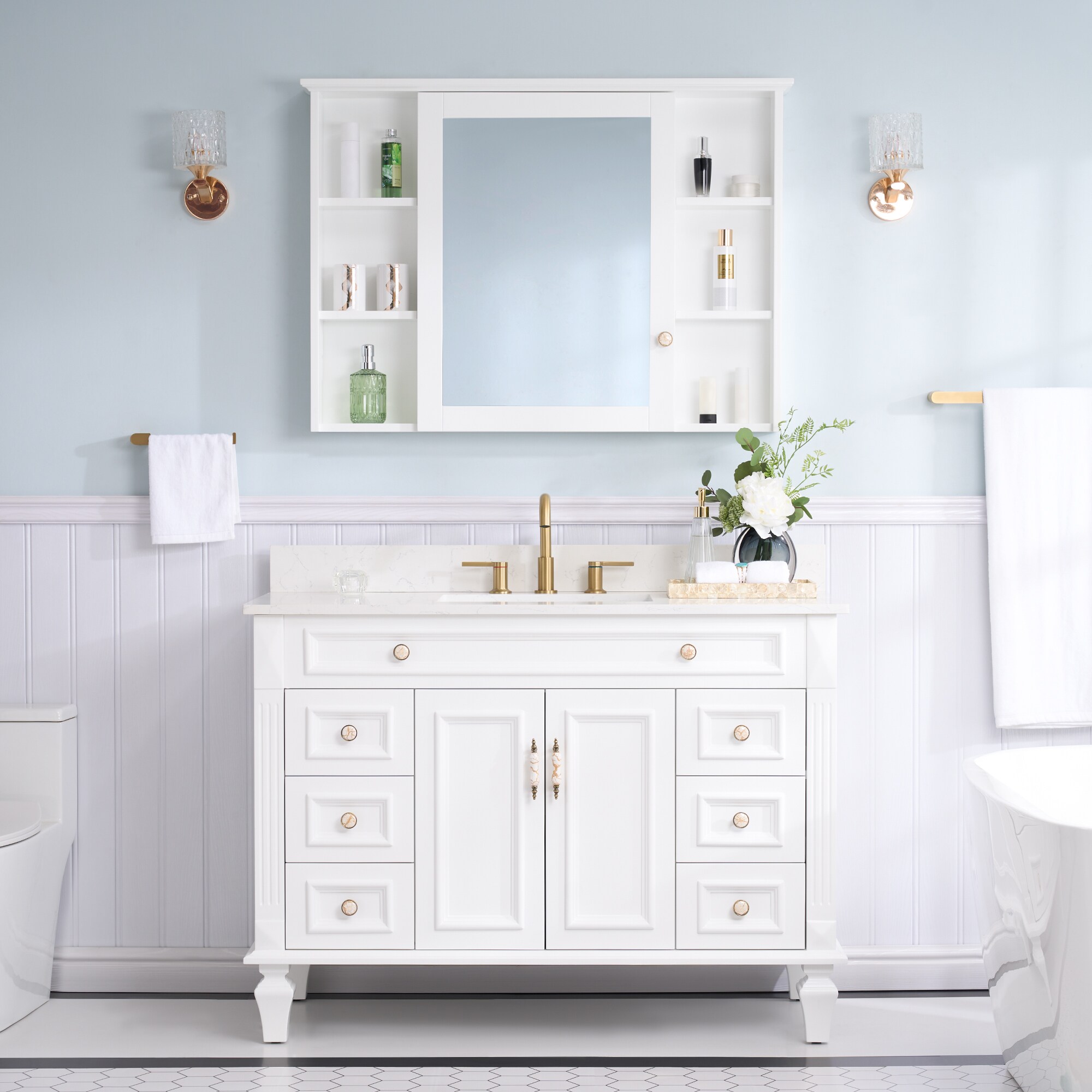 WELLFOR MED42YS1WT Bathroom-Medicine-Cabinets - View #2