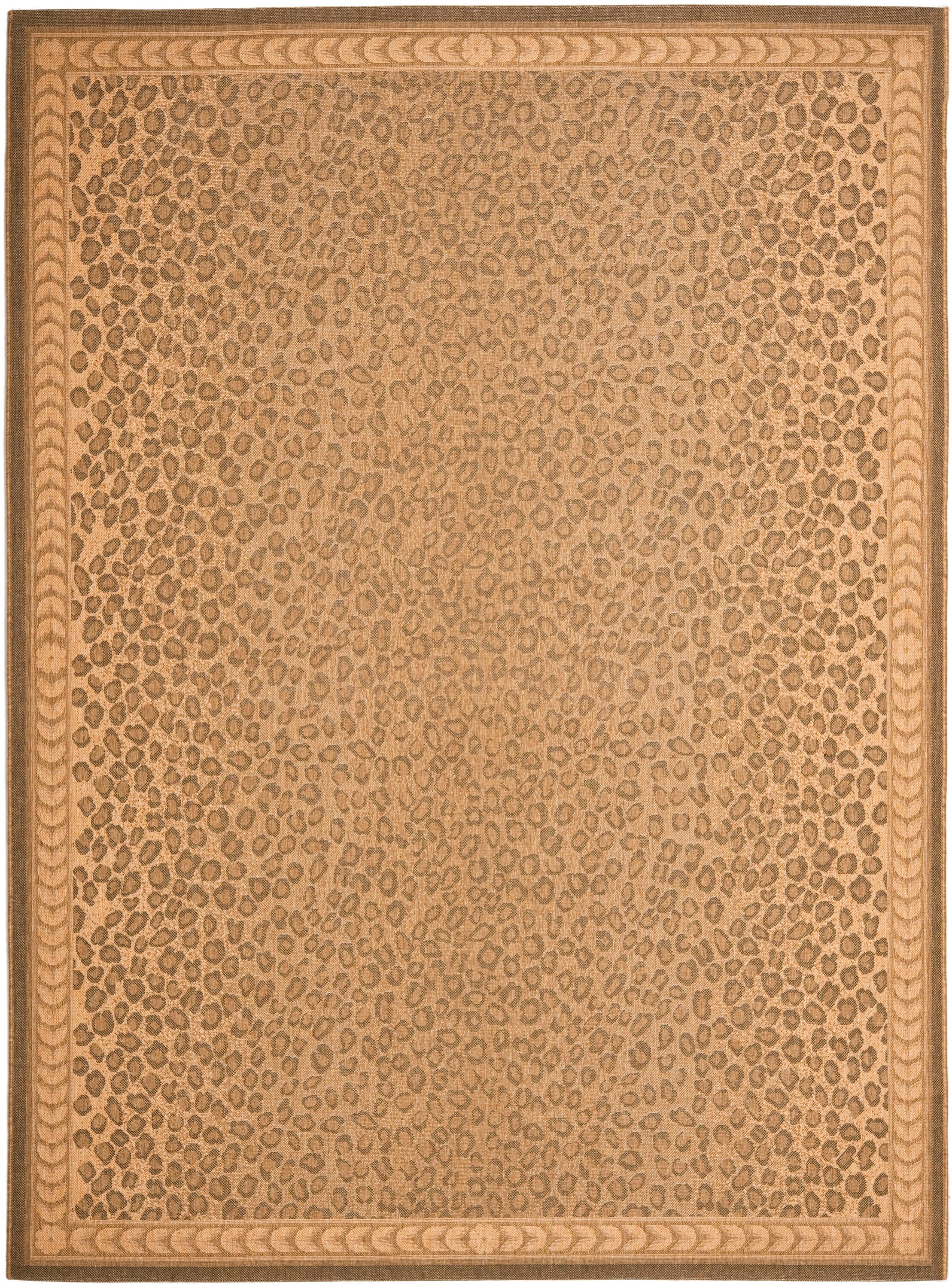 Natural Gold Leopard Print Rectangular Indoor/Outdoor Area Rug