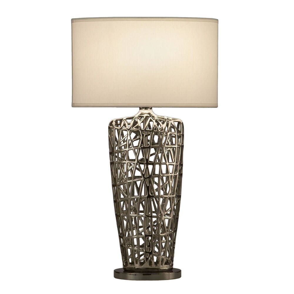 Nova Lighting 11076 30-in Chrome 3-way Table Lamp with Fabric Shade