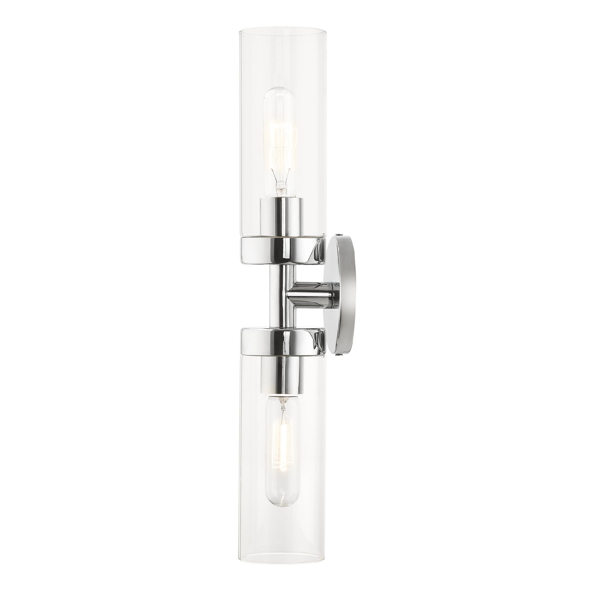Ludlow Polished Chrome 2-Light Vanity with Clear Glass Shades