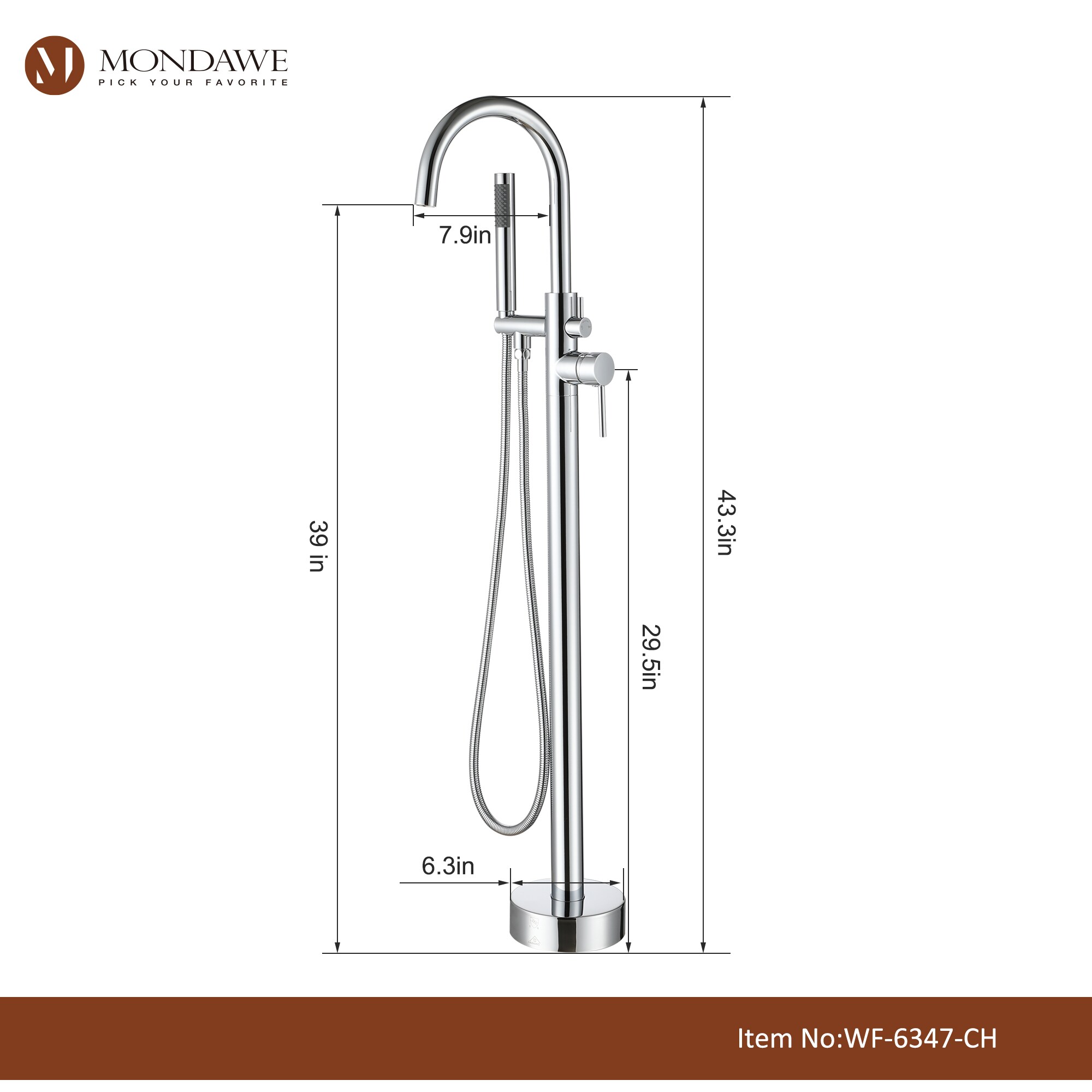 Mondawe AM-S123C-CH Roman-Tub-Faucets - View #3