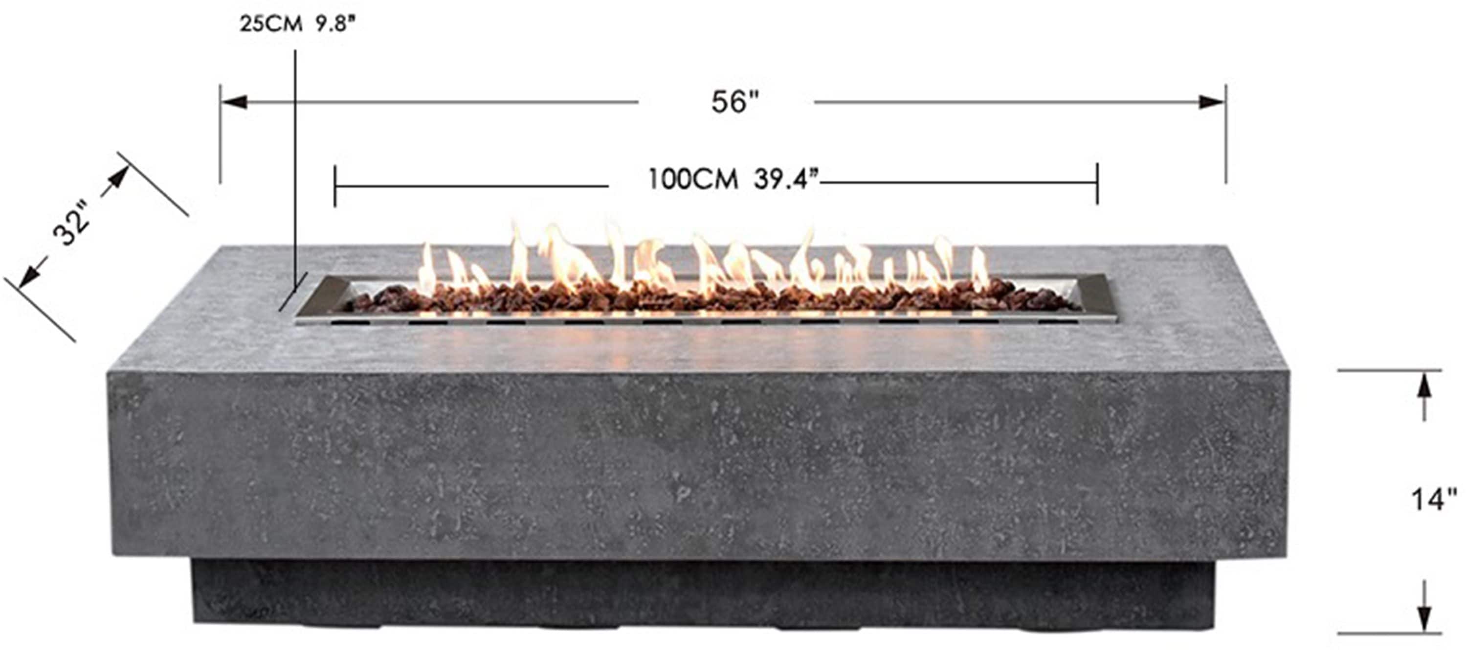 Elementi Hampton 32-in W 45000-BTU Grey Concrete Propane Gas Fire Pit Table  in the Gas Fire Pits department at Lowes.com