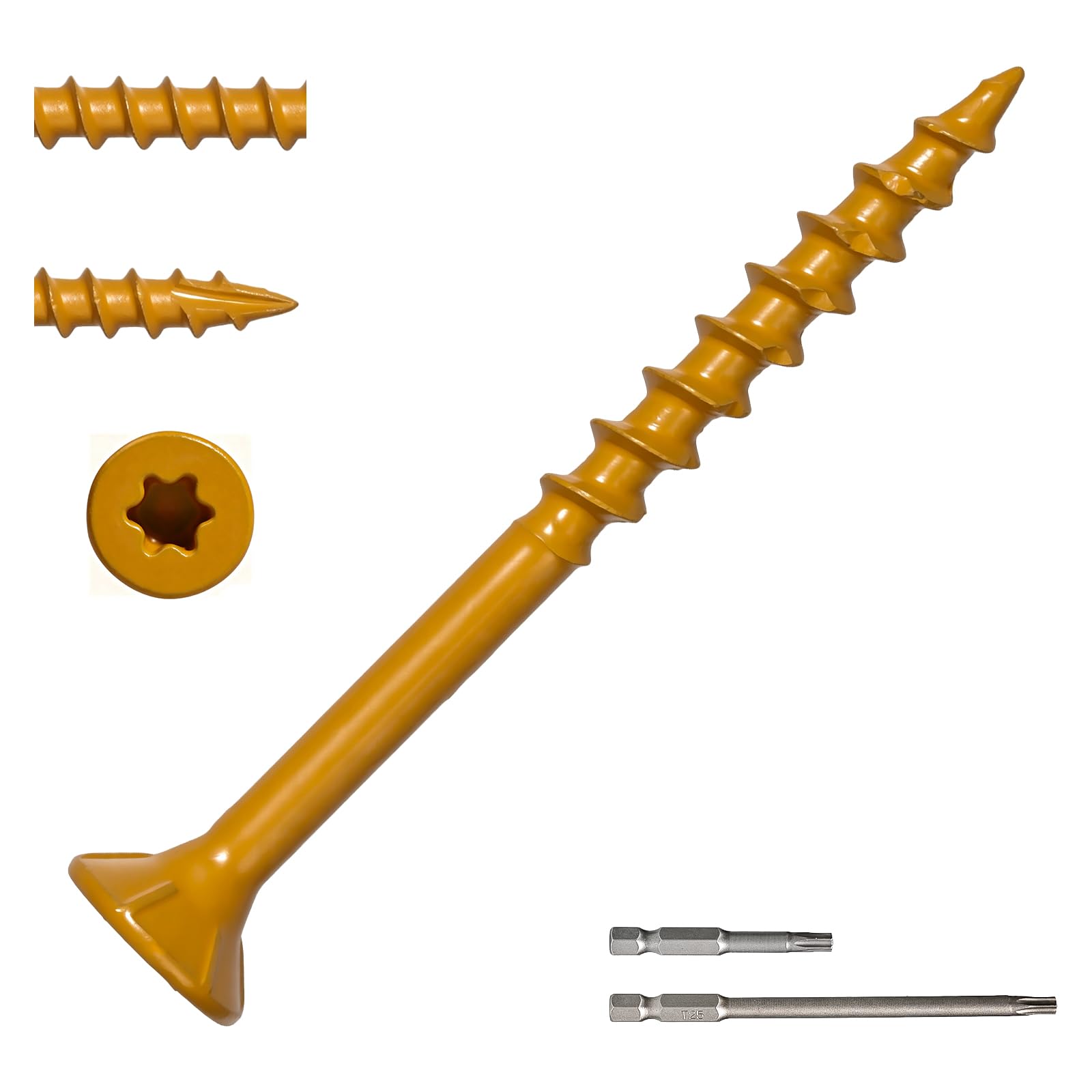 KHKFY  Deck Screws Two Inch 700 PCS Wood Screws Number Eight by Two Exterior Epoxy Coated Torx Star Drive Head Rust Resistant Construction