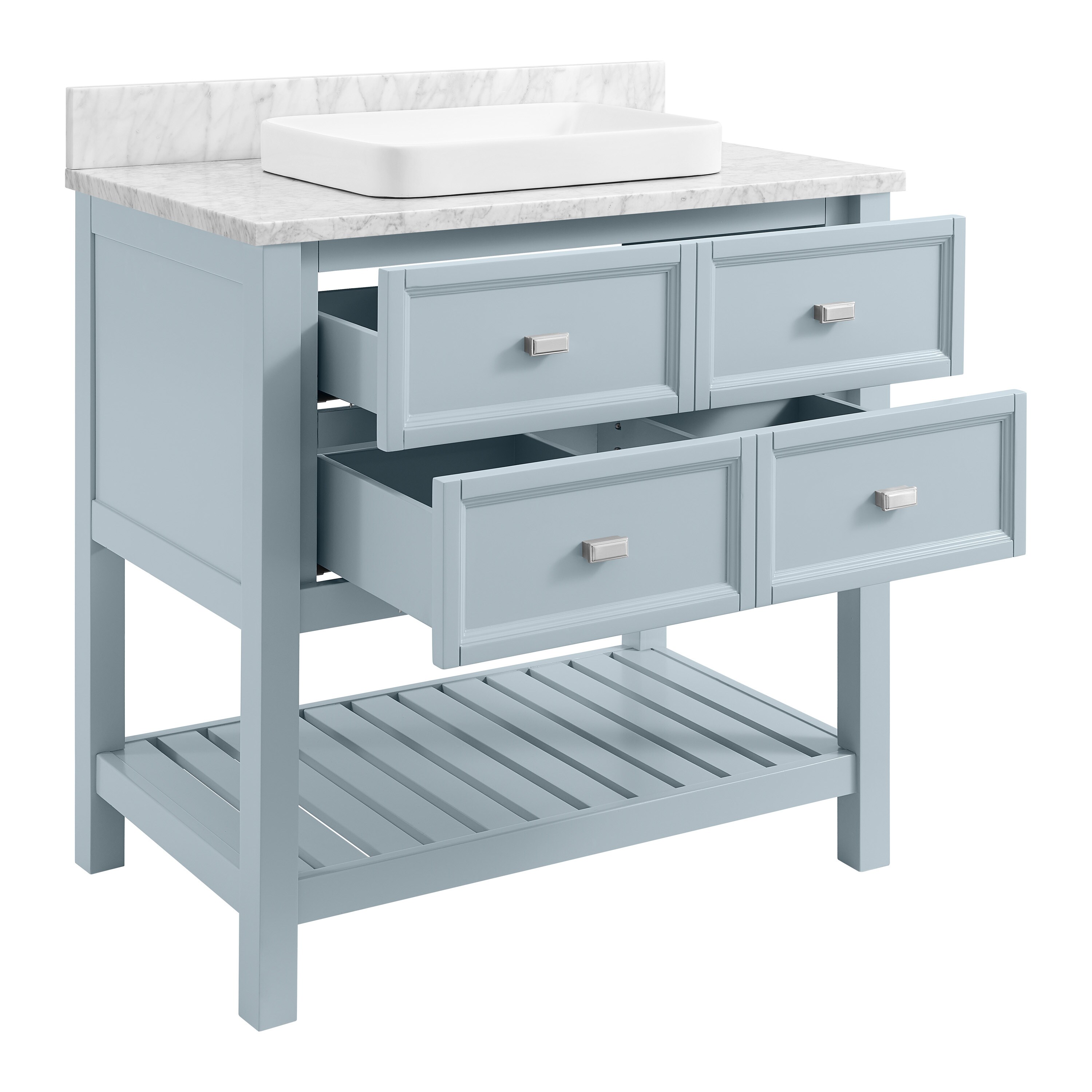 allen + roth Canterbury 36-in Light Blue Semi-recessed Single Sink ...