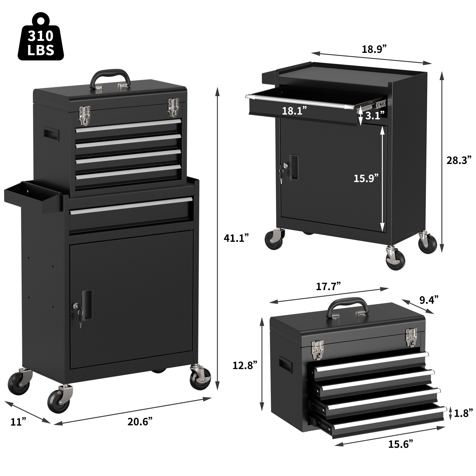 RaDEWAY TH111202-01-BK Tool-Cabinets - View #3
