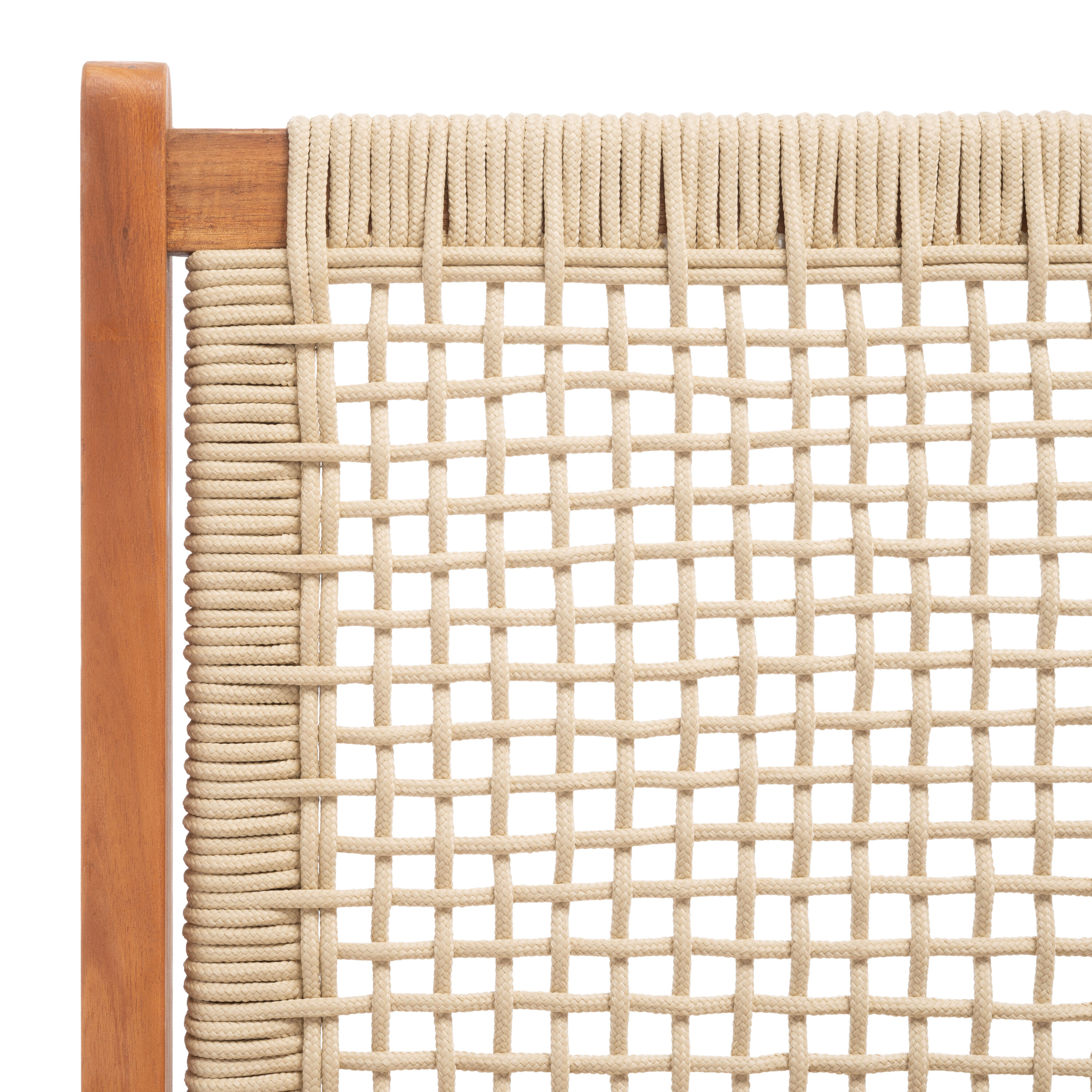 Natural Wood and Rope Folding Outdoor Bench