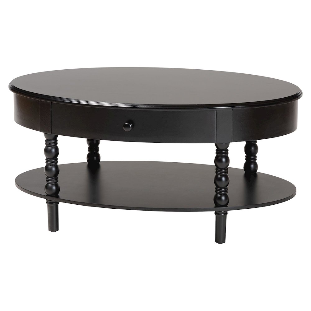 Baxton Studio Malinda Classic Black Wood 1Drawer Coffee Table with Spindle Legs