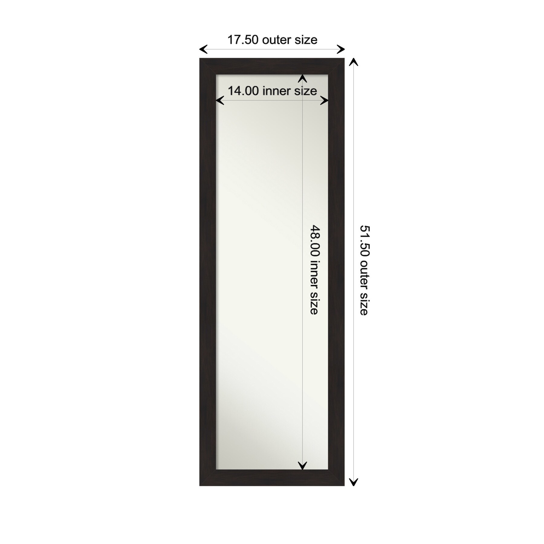 Espresso Wood Full Length Rectangular Bathroom Mirror