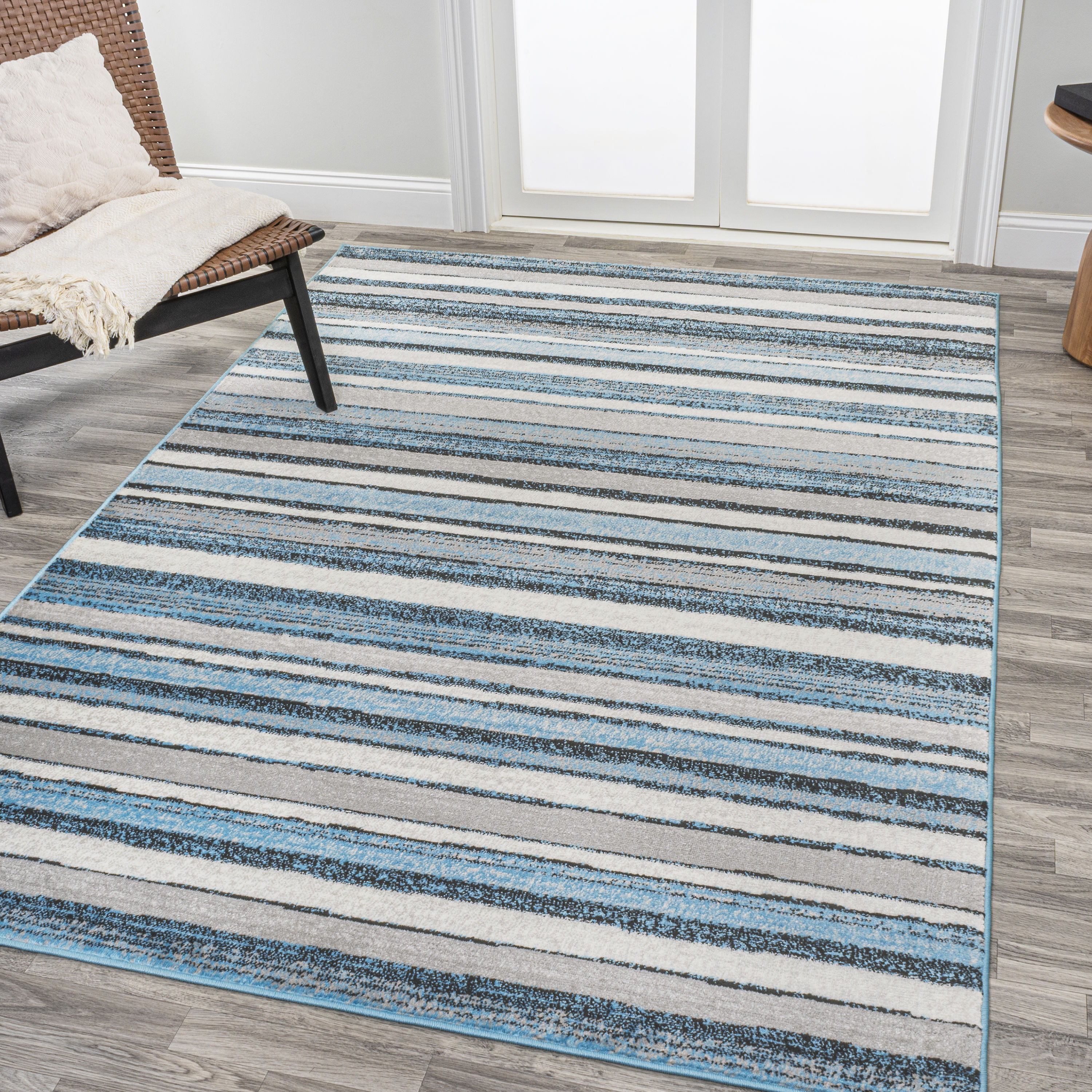 allen + roth Anchor Stripes 8 X 10 (ft) Cream-blue Indoor Stripe Coastal  Area Rug in the Rugs department at