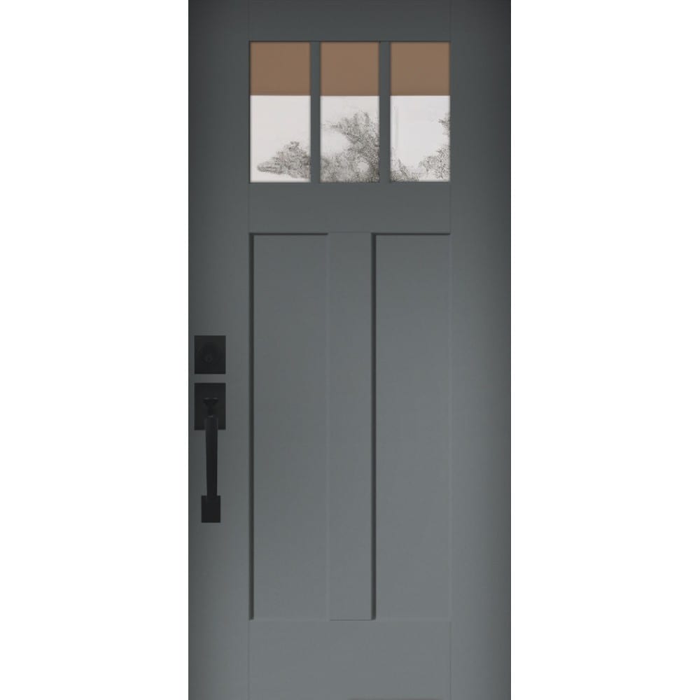 RELIABILT 10172475 Entry Door 36-in x 80-in x 4-9/16-in Fiberglass Craftsman Right-hand inswing Granite Painted Prehung Front Door with Brickmould Insulating core