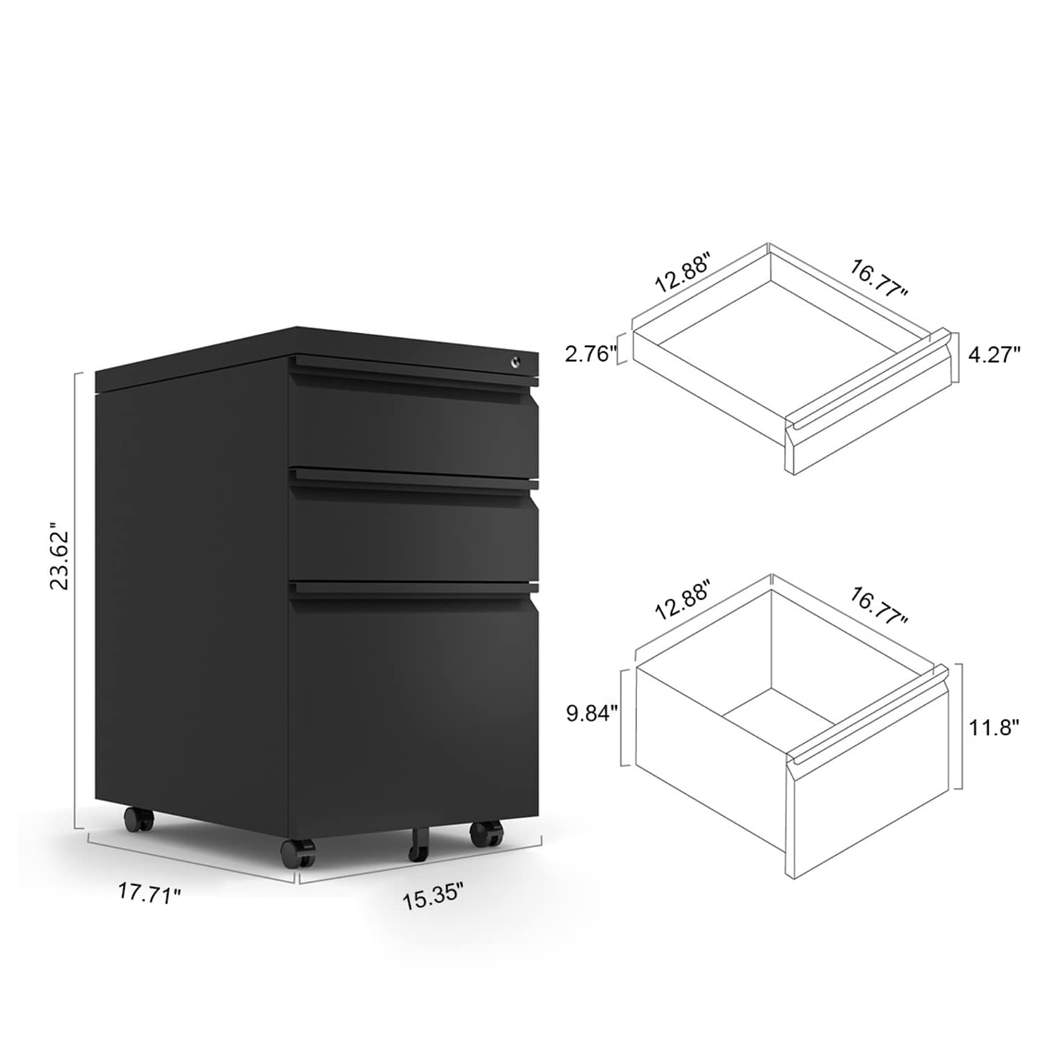 Bybafun White 3-Drawer 15.4-in File Cabinet in the File Cabinets ...