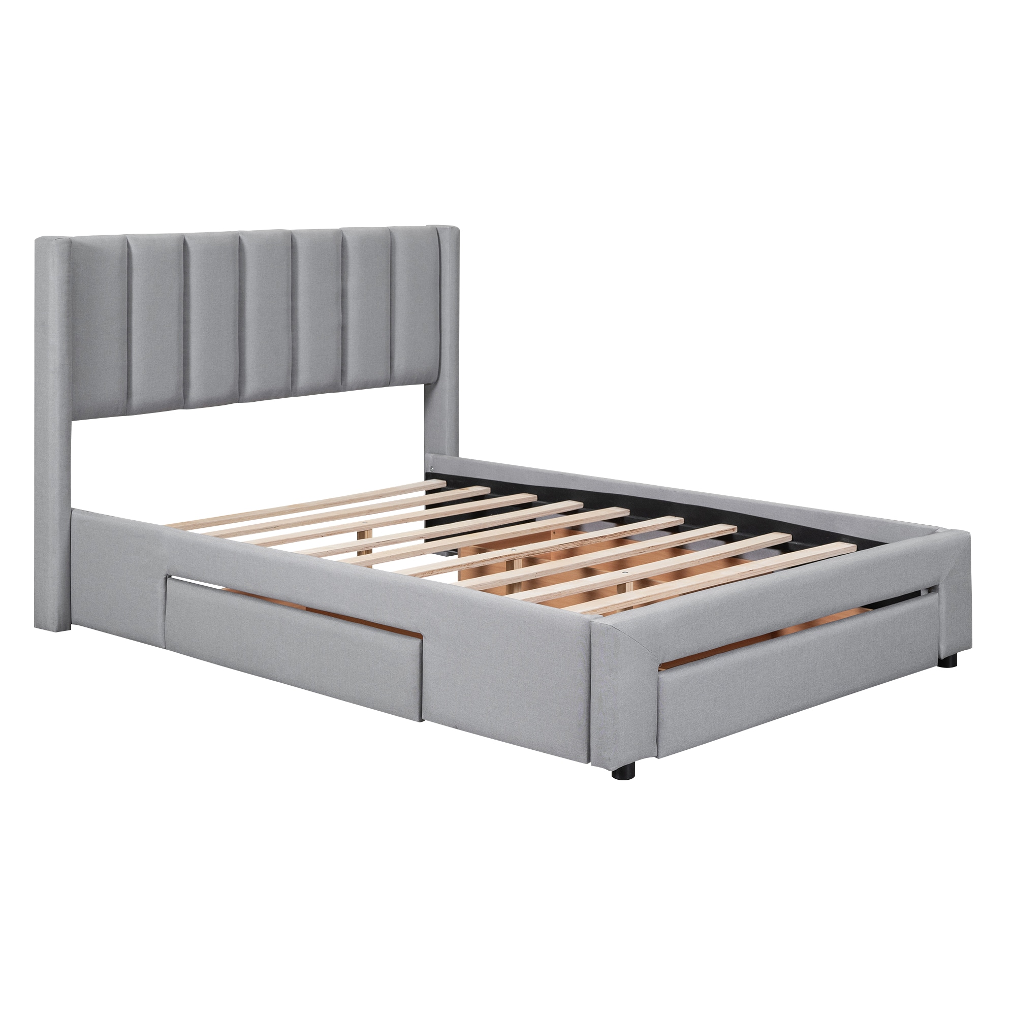Nestfair PB1091E Gray Full Wood Platform Bed
