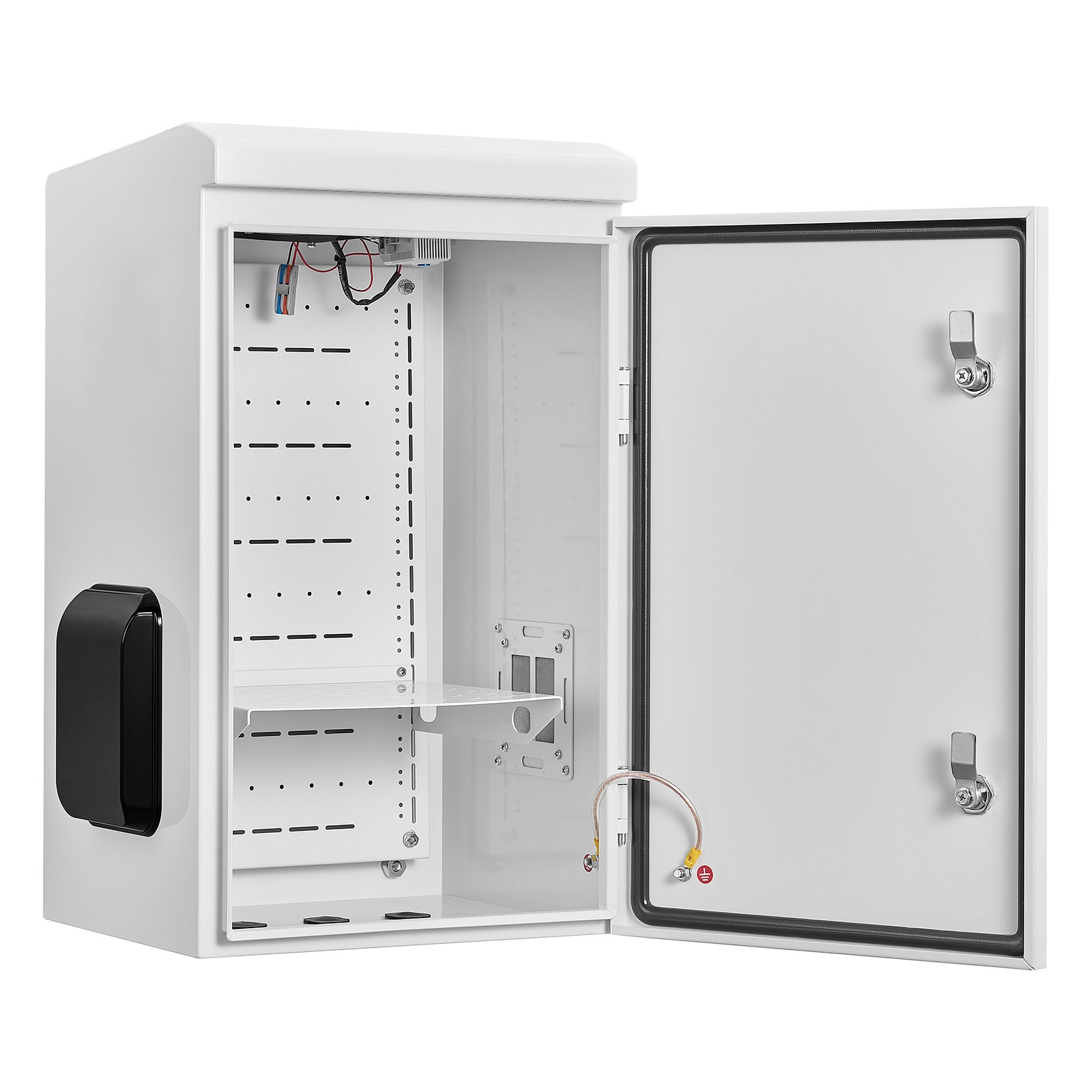 VEVOR Outdoor Electrical Box Cold-Rolled Steel Electrical Junction Box with Thermostat and Fan Rain Hood Ventilated Design IP65 Waterproof Hinged Enclosure Wall/Pole Mounted 24 x 16 x 12 in